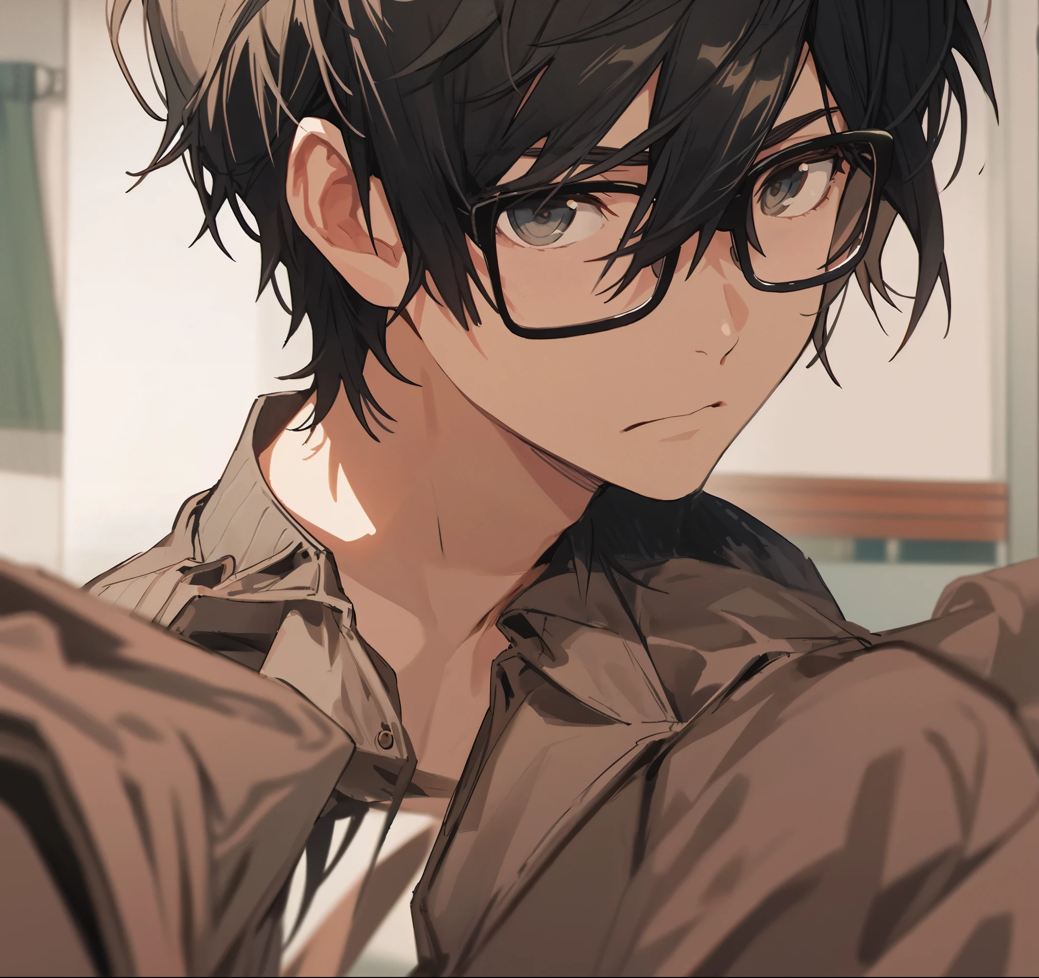dark brown shirt