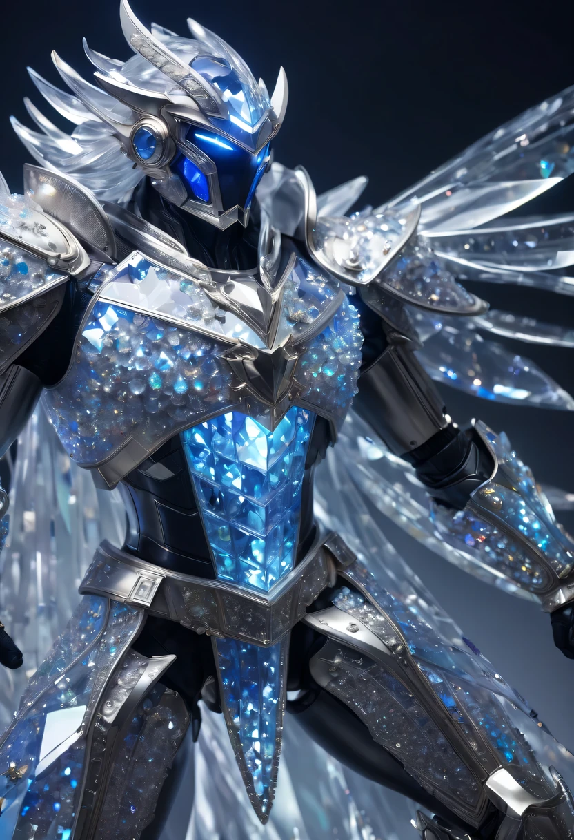transparent armor,Sequins,colored Light,crystal, Glass, transparent, (actual), masterpiece, best quality, Light, natural shadow, highest detail, Professional photography, Detailed background, depth of field, super crazy details, complicated, beautiful, subsurface scattering, dynamic perspective, 直至沿着宇宙中的crystal之路行走, 直到被阳Light照亮's-ray, stars twinkling around, Comet and planet fLight, magical bright picture,