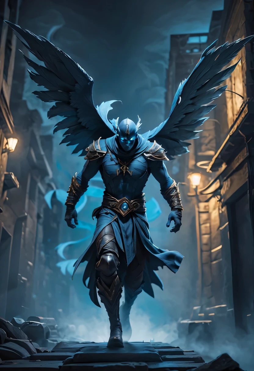actual photo of raziel (flight:1.3) in dark city, dark fantasy style, ,high resolution, (detailed actual image:1), Crazy details, soft, hero, (expressive face, Detailed face:1), (actual:1), (photoactual, photo-actual:1), full color, (3d:1), (Very detailed:1.2), masterpiece, 8K Ultra HD,