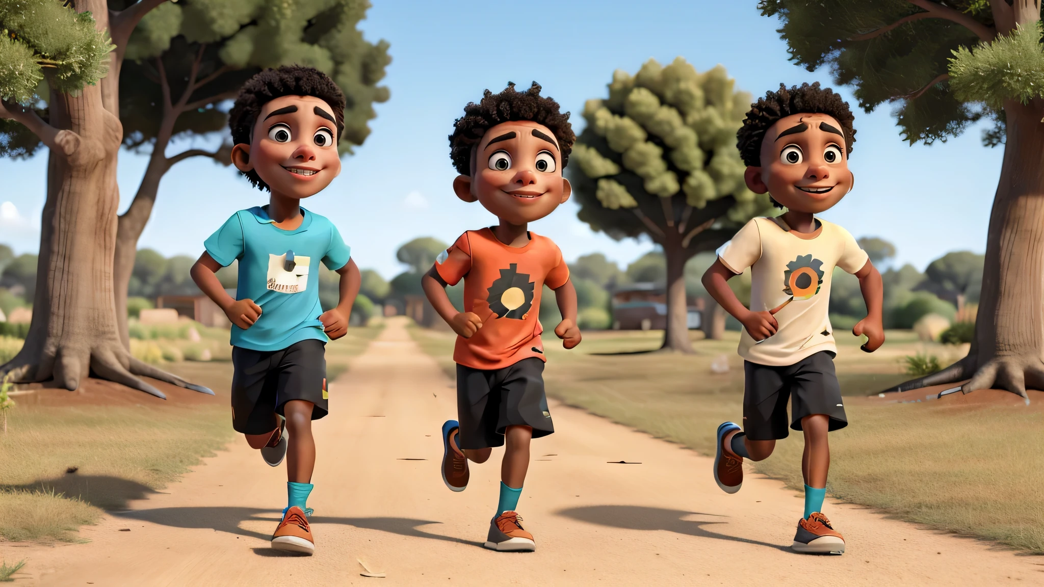two African American boys running