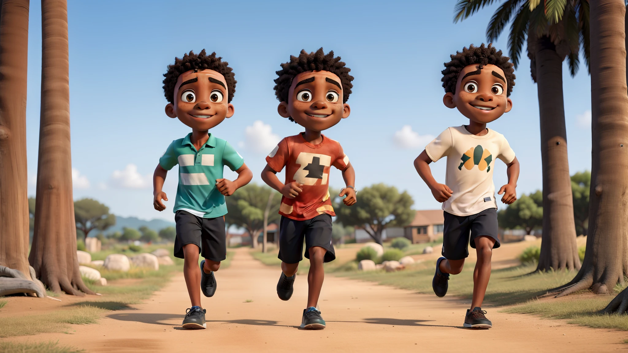 two African American boys running