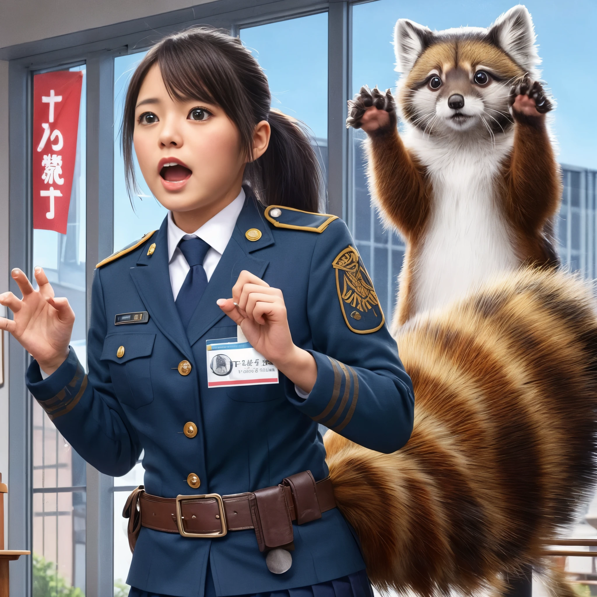 women with a tanuki tail, (software) safe for work, fur with tail, software version, colleague, realistic style, , realistic style , beautiful girl, photograph, 最high quality, (Her skirt is flipped up and her tail is visible.:1.8) ,Reality, small breasts, slender, white panties,tail from above panties, tail from inside the skirt, bushy tail, realistic tail, flat chest, (software) safe for work, nffsw, retina, muste piece, Accurate, anatomically correct, super detail, advanced details, high quality, 最high quality, High resolution, 1080p, 4k, 8K, The tail is sticking out from inside the skirt, long tail, be surprised to see the tail, eight-headed body, small face, blush, Red cheeks