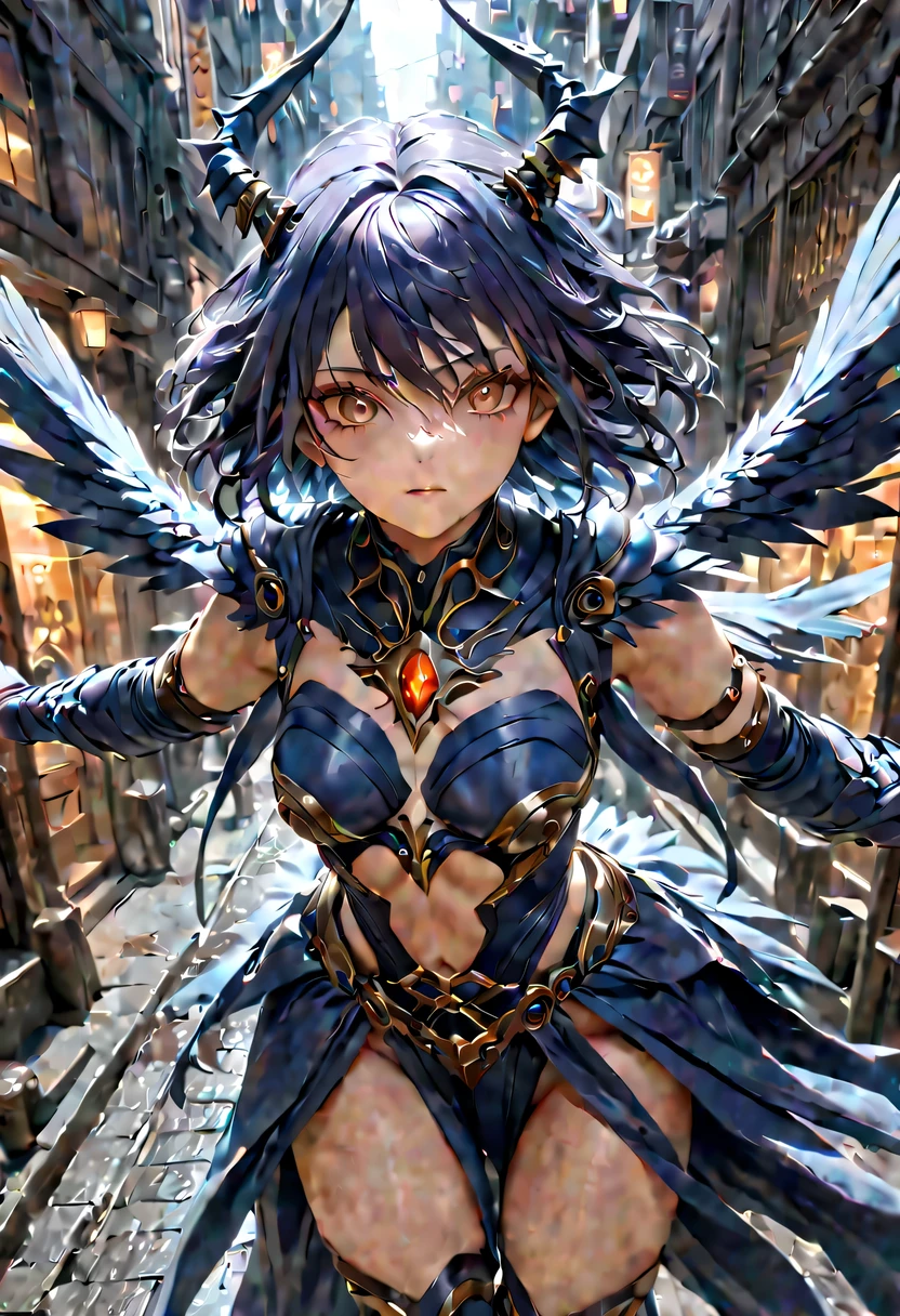 actual photo of raziel (flight:1.3) in dark city, dark fantasy style, ,high resolution, (detailed actual image:1), Crazy details, soft, student, (expressive face, Detailed face:1), (actual:1), (photoactual, photo-actual:1), full color, (3d:1), (Very detailed:1.2), masterpiece, 8K Ultra HD,