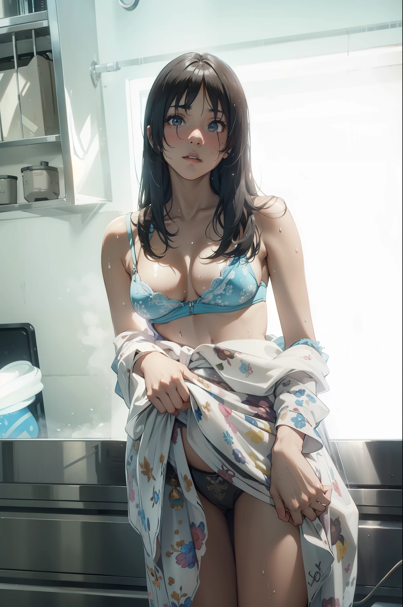 (extremely detailed CG unity 8k wallpaper), (masterpiece), (best quality), (ultra-detailed), (best illustration), (best shadow), (absurdres), BREAK girl, sweat, steam, medium breast, looking at viewer,