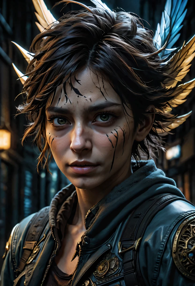 actual photo of raziel (flight:1.3) in dark city, dark fantasy style, ,high resolution, (detailed actual image:1), Crazy details, soft, student, (expressive face, Detailed face:1), (actual:1), (photoactual, photo-actual:1), full color, (3d:1), (Very detailed:1.2), masterpiece, 8K Ultra HD,