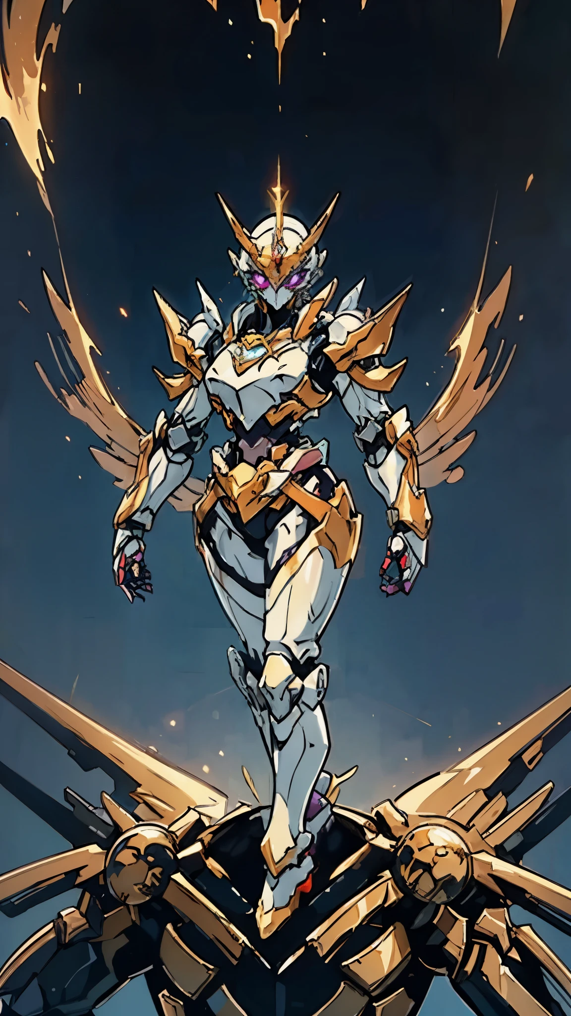 A woman adorned in fantasy-style full-body armor, a crown-concept fully enclosed helmet that unveils only her eyes, a composite layered chest plate, fully encompassing shoulder and hand guards, a lightweight waist armor, form-fitting shin guards, the overall design is heavy-duty yet flexible, (the armor gleams with a golden glow, complemented by red and blue accents), exhibiting a noble aura, she floats above a fantasy-surreal high-tech city, this character embodies a finely crafted fantasy-surreal style armored hero in anime style, exquisite and mature manga art style, (mixture of Queen bee and Spider concept Armor, plasma energy, blood energy), ((Element, elegant, goddess, femminine:1.5)), metallic, high definition, best quality, highres, ultra-detailed, ultra-fine painting, extremely delicate, professional, anatomically correct, symmetrical face, extremely detailed eyes and face, high quality eyes, creativity, RAW photo, UHD, 32k, Natural light, cinematic lighting, masterpiece-anatomy-perfect, masterpiece:1.5