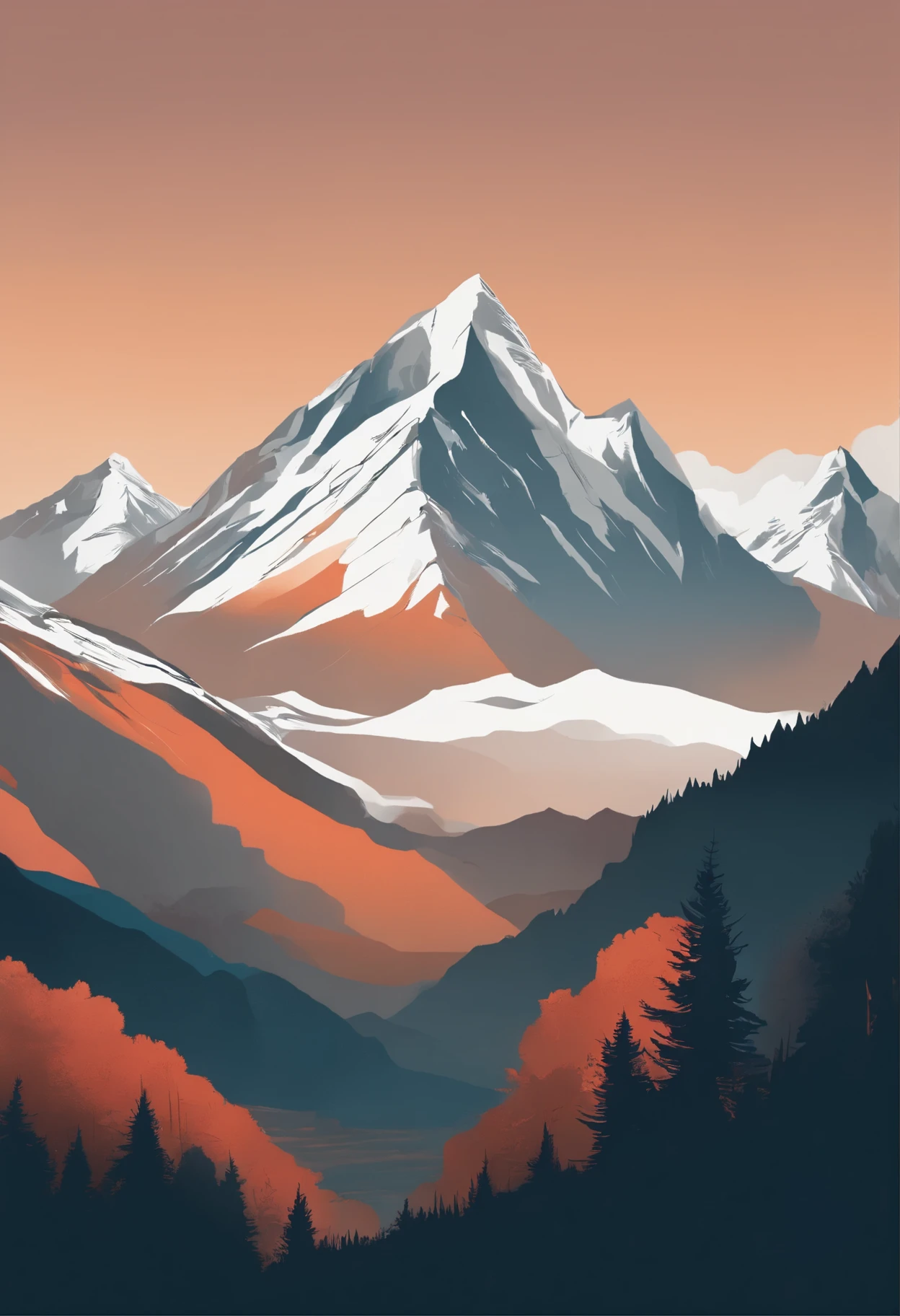 Mountain minimalism background, Simple drawing, Drawn