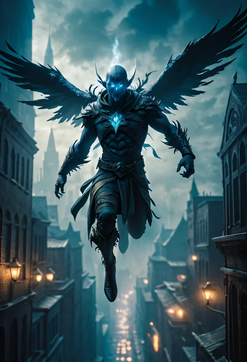 actual photo of raziel (flight:1.3) in dark city, dark fantasy style,  ,high resolution, (detailed actual image:1), Crazy details, soft,  student, (expressive face, Detailed face:1), (actual:1), (photoactual, photo-actual:1), full color, (3d:1), (Very detailed:1.2), masterpiece, 8K Ultra HD,    