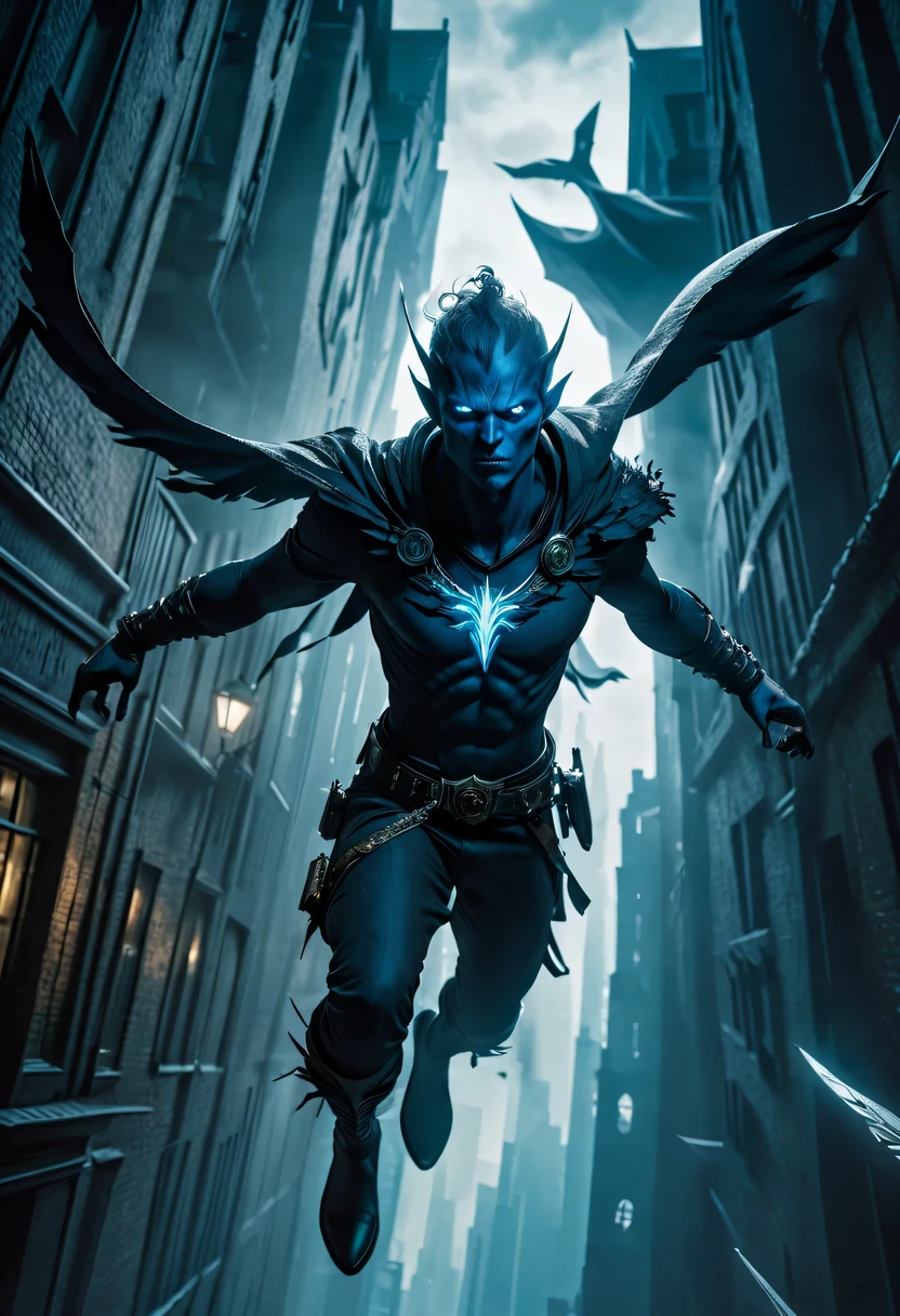 actual photo of raziel (flight:1.3) in dark city, dark fantasy style,  ,high resolution, (detailed actual image:1), Crazy details, soft,  student, (expressive face, Detailed face:1), (actual:1), (photoactual, photo-actual:1), full color, (3d:1), (Very detailed:1.2), masterpiece, 8K Ultra HD,    