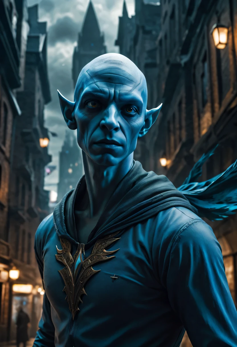 actual photo of raziel (flight:1.3) in dark city, dark fantasy style,  ,high resolution, (detailed actual image:1), Crazy details, soft,  student, (expressive face, Detailed face:1), (actual:1), (photoactual, photo-actual:1), full color, (3d:1), (Very detailed:1.2), masterpiece, 8K Ultra HD,    