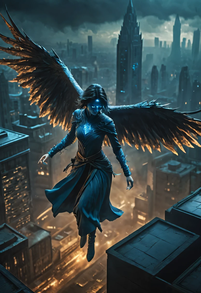 actual photo of raziel (flight:1.3) in dark city, dark fantasy style,  ,high resolution, (detailed actual image:1), Crazy details, soft,  student, (expressive face, Detailed face:1), (actual:1), (photoactual, photo-actual:1), full color, (3d:1), (Very detailed:1.2), masterpiece, 8K Ultra HD,    