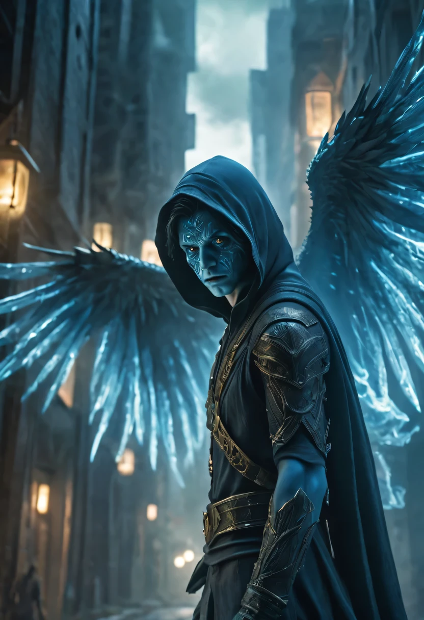 actual photo of raziel (flight:1.3) in dark city, dark fantasy style, ,high resolution, (detailed actual image:1), Crazy details, soft, student, (expressive face, Detailed face:1), (actual:1), (photoactual, photo-actual:1), full color, (3d:1), (Very detailed:1.2), masterpiece, 8K Ultra HD,