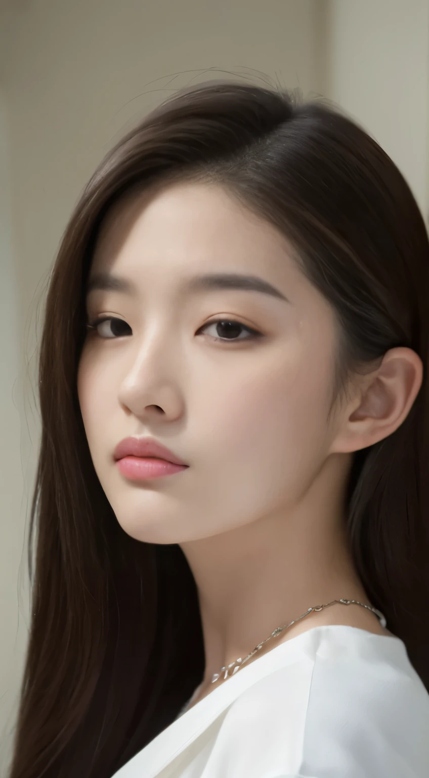 ((best quality, 8k, masterpiece :1.3)), sharp focus :1.2, korean artist. ((Shin Soo Hyun. 18 years old)) Body. thin. Slim. charming. ((Face with makeup. Brown lipstick)) long black hair. necklace bathrobe)) And show your ears. in front of camera. ear texture. Ear hole detail. actual. Close-up of the ears. at close range. Shot from the side. in the bathroom_ Mix 4, 20 days, alone, photorealistic:1.37