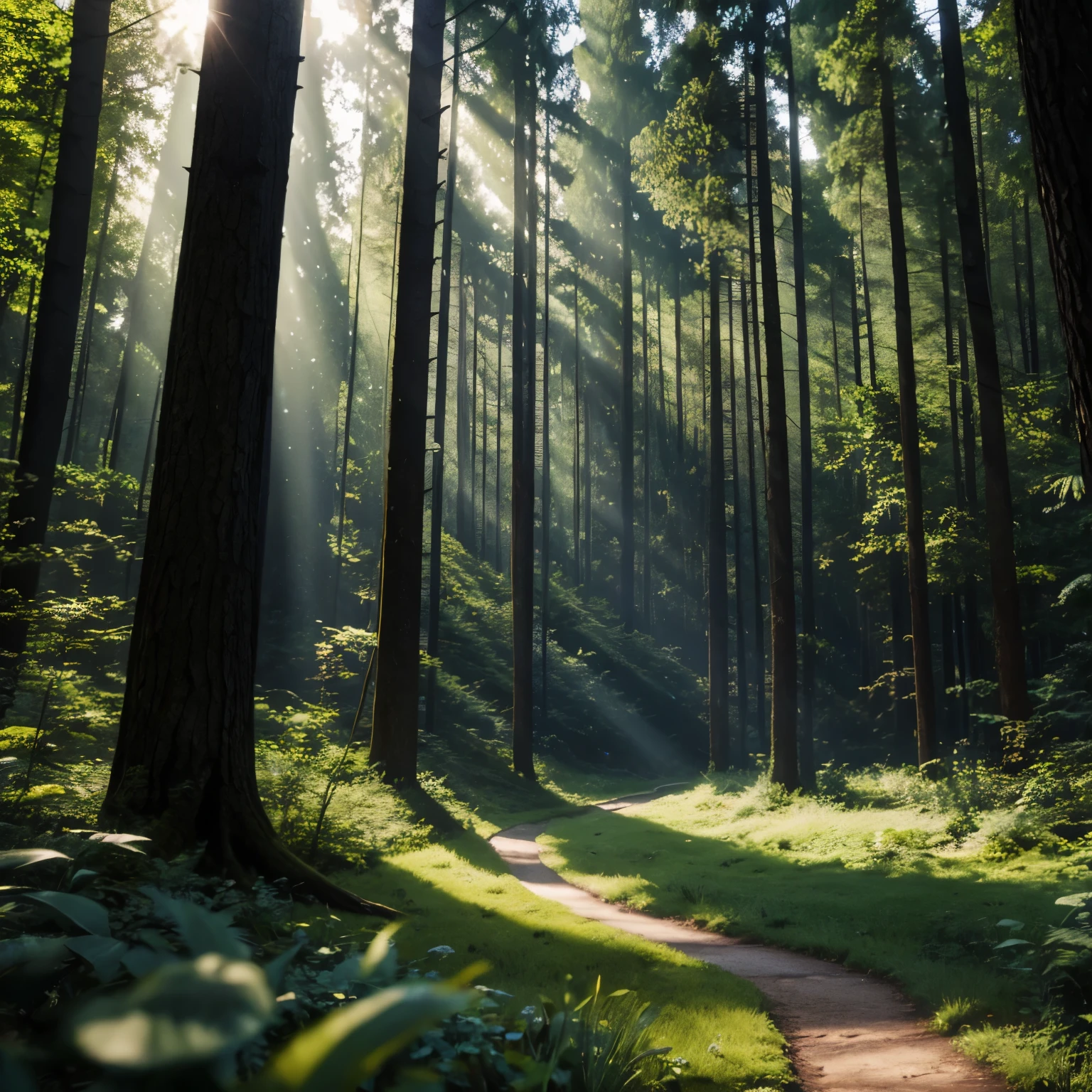 The blue grass shone with a mysterious light, emitting an aura of supernatural power.
Background, the forest stretched out in a mix of deep greens, Rays of sunlight filter through the foliage. The blue grass was presented as a game item in this image.