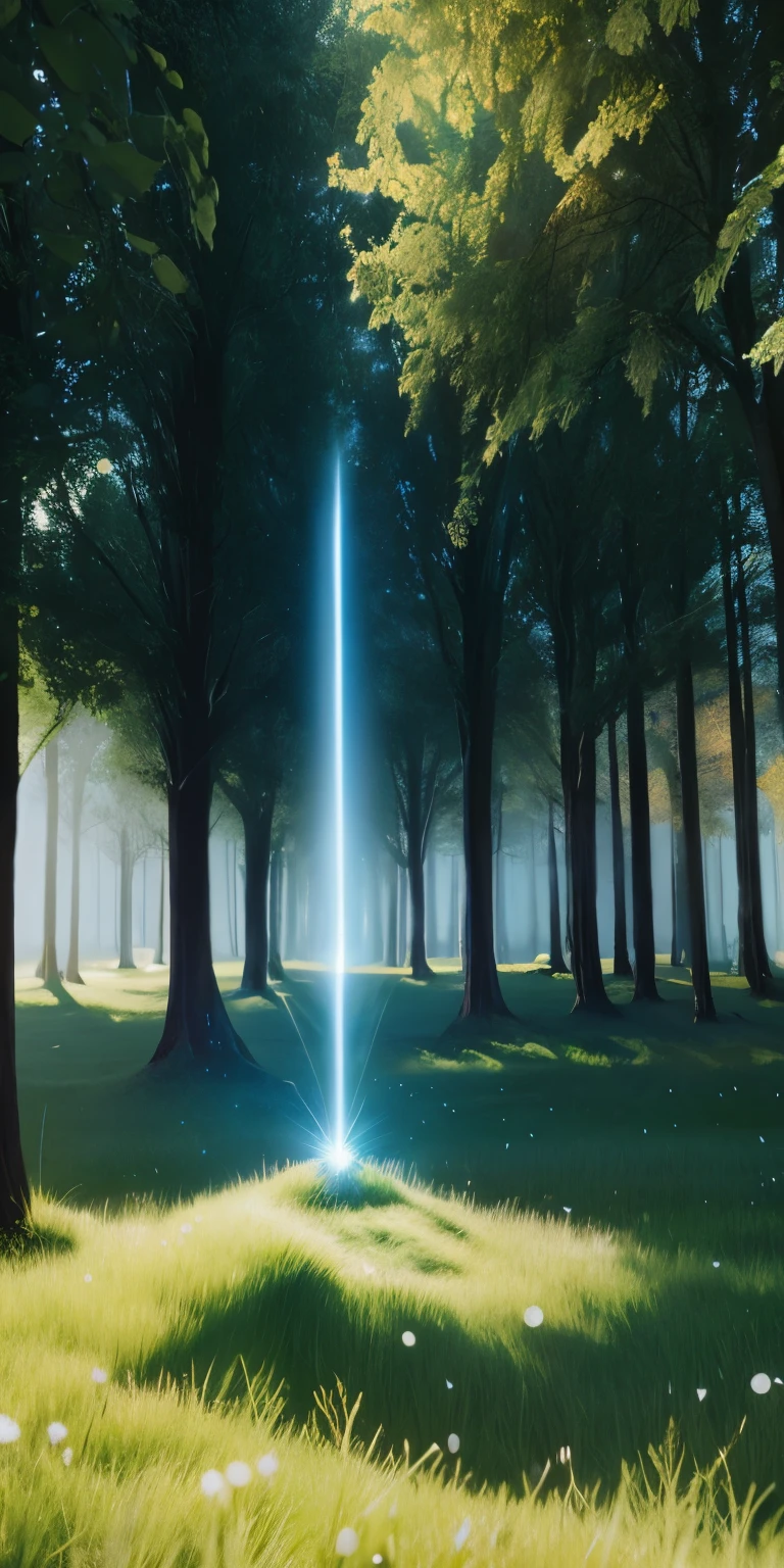 un gros plan d&#39;une herbe lumineuse dans une forêt sombred&#39;herbe, éclairage sombre, Bip de rendu 3D, Inspiré par Jessica Rossier, moteur irréel 5 lighting, moteur irréel lumen, VFX surréalistes très détaillés, lumière cinématographique volumétrique, Jessica Rossier, art fantastique, lumière procédurale