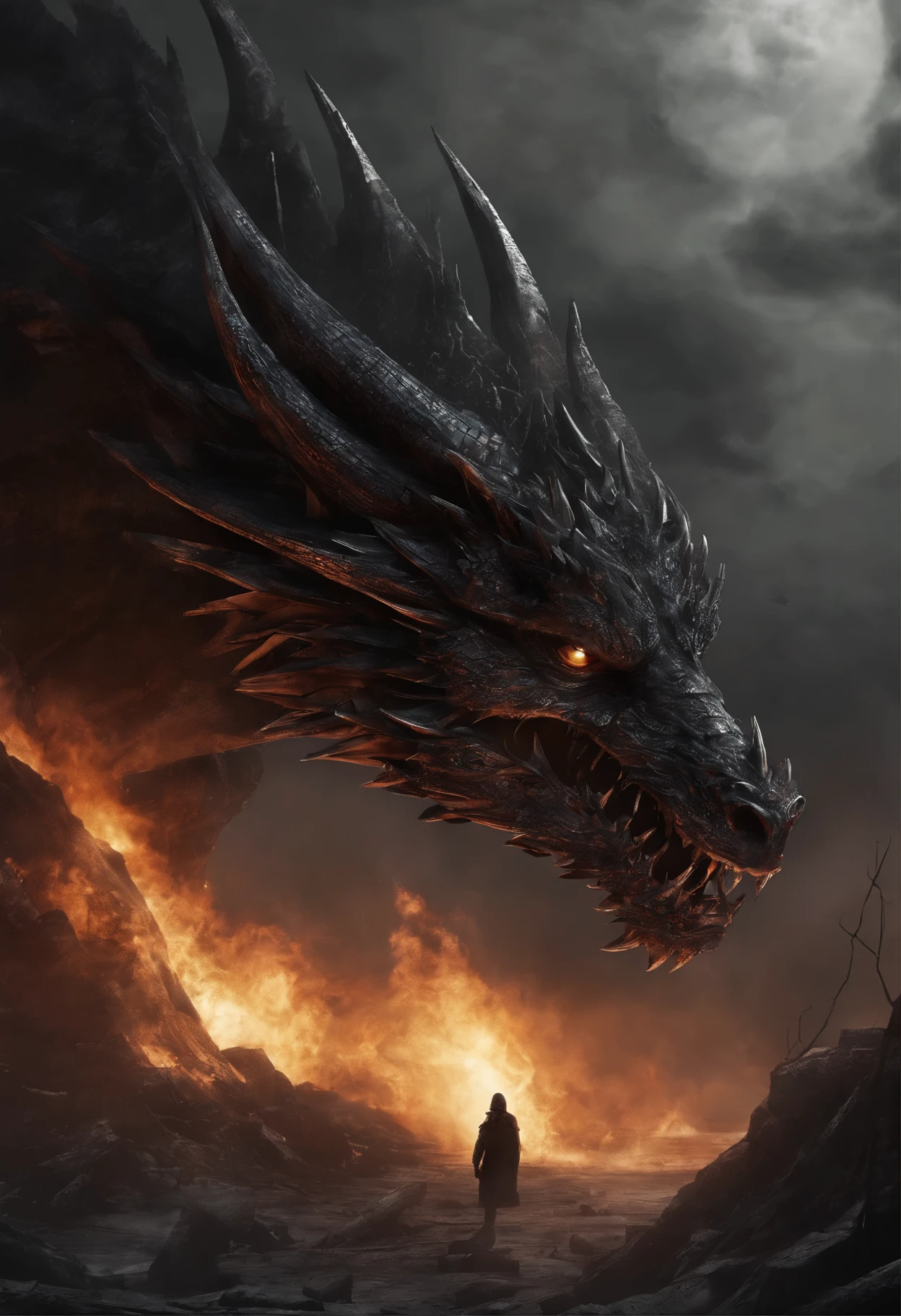 The dragon of darkness is breathing fire