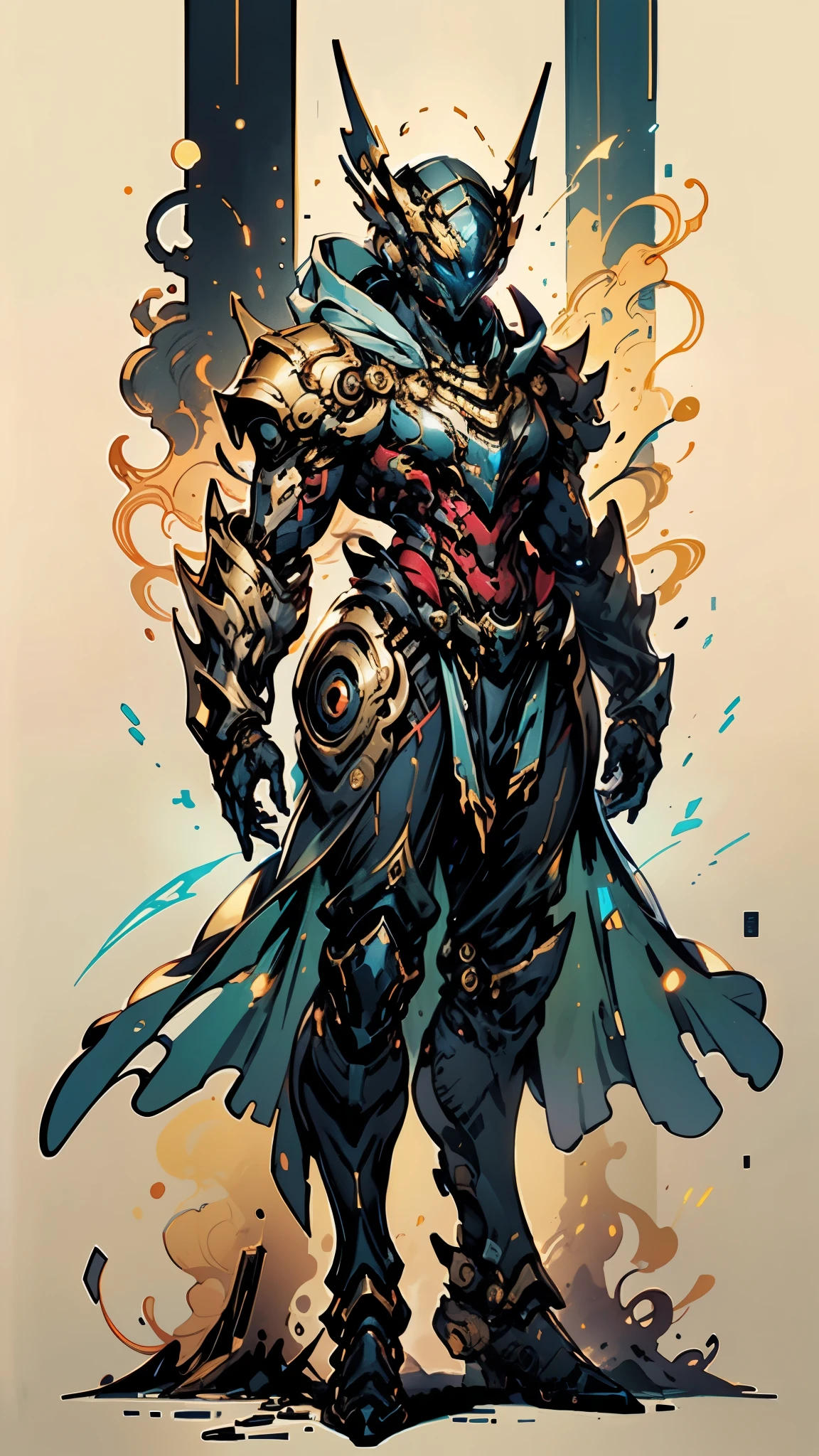 A woman adorned in fantasy-style full-body armor, a crown-concept fully enclosed helmet that unveils only her eyes, a composite layered chest plate, fully encompassing shoulder and hand guards, a lightweight waist armor, form-fitting shin guards, the overall design is heavy-duty yet flexible, ((the armor gleams with a golden glow, complemented by red and blue accents)), exhibiting a noble aura, she floats above a fantasy-surreal high-tech city, this character embodies a finely crafted fantasy-surreal style armored hero in anime style, exquisite and mature manga art style, (mixture of Queen bee and Spider concept Armor, plasma, energy), ((Element, elegant, goddess, femminine:1.5)), metallic, high definition, best quality, highres, ultra-detailed, ultra-fine painting, extremely delicate, professional, anatomically correct, symmetrical face, extremely detailed eyes and face, high quality eyes, creativity, RAW photo, UHD, 32k, Natural light, cinematic lighting, masterpiece-anatomy-perfect, masterpiece:1.5