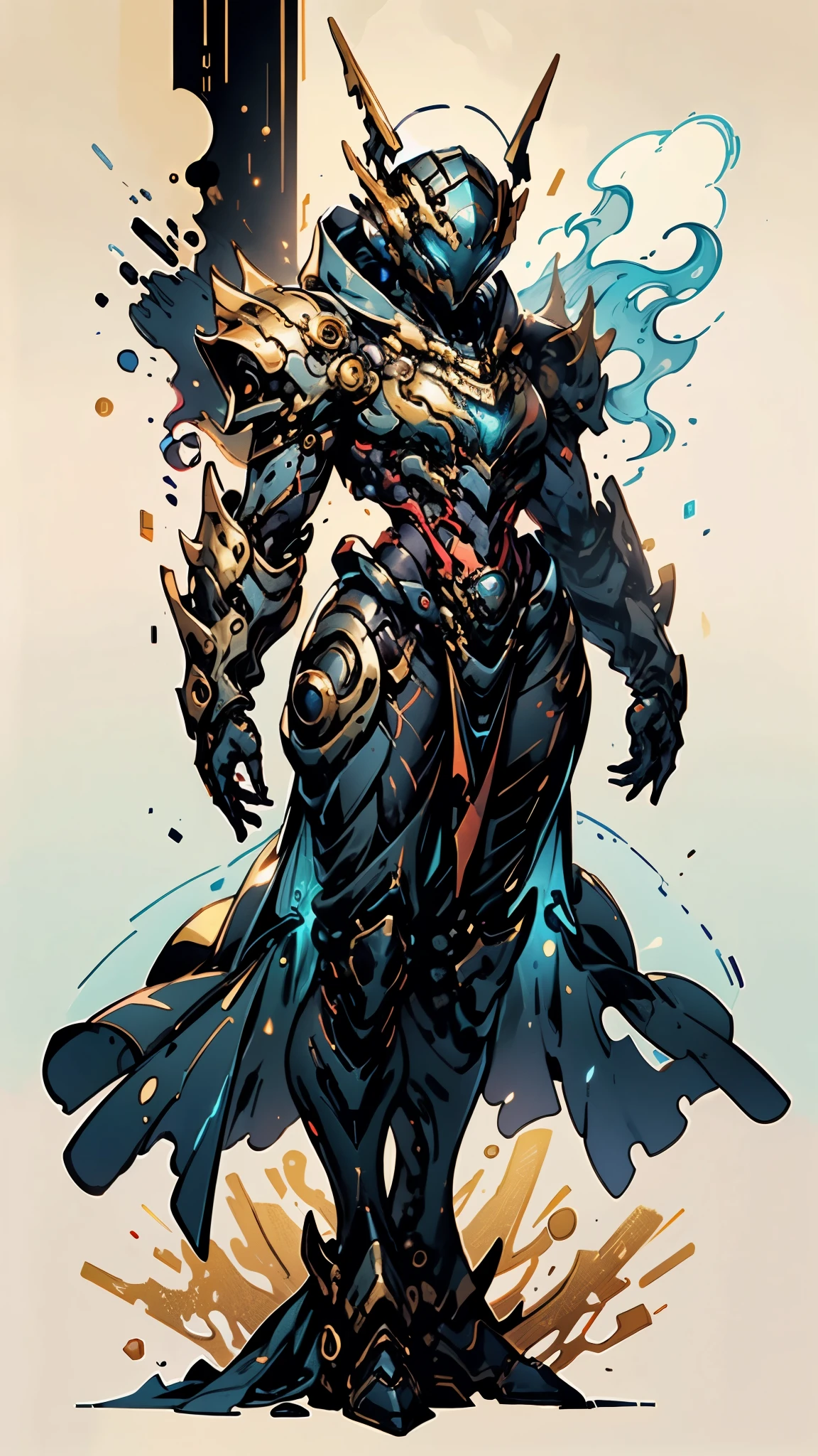 A woman adorned in fantasy-style full-body armor, a crown-concept fully enclosed helmet that unveils only her eyes, a composite layered chest plate, fully encompassing shoulder and hand guards, a lightweight waist armor, form-fitting shin guards, the overall design is heavy-duty yet flexible, ((the armor gleams with a golden glow, complemented by red and blue accents)), exhibiting a noble aura, she floats above a fantasy-surreal high-tech city, this character embodies a finely crafted fantasy-surreal style armored hero in anime style, exquisite and mature manga art style, (mixture of Queen bee and Spider concept Armor, plasma, energy), ((Element, elegant, goddess, femminine:1.5)), metallic, high definition, best quality, highres, ultra-detailed, ultra-fine painting, extremely delicate, professional, anatomically correct, symmetrical face, extremely detailed eyes and face, high quality eyes, creativity, RAW photo, UHD, 32k, Natural light, cinematic lighting, masterpiece-anatomy-perfect, masterpiece:1.5