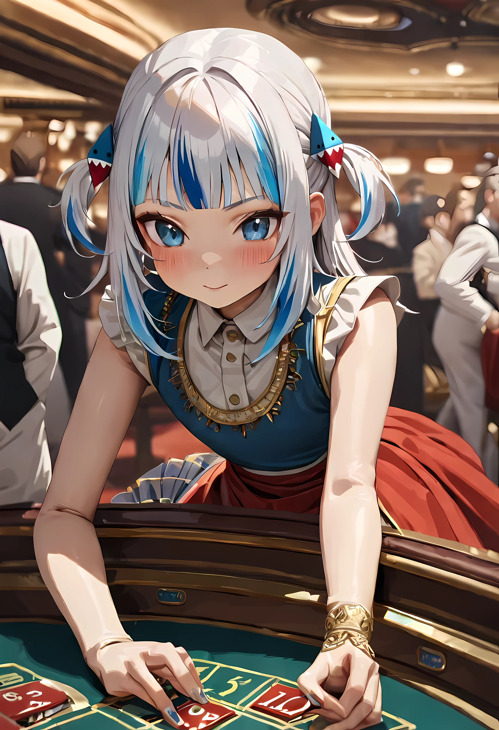 huge beat/(Holographic live broadcast/), vivid, Delicate skin, high detail, 8k,dealer,Banker,, masterpiece, best quality