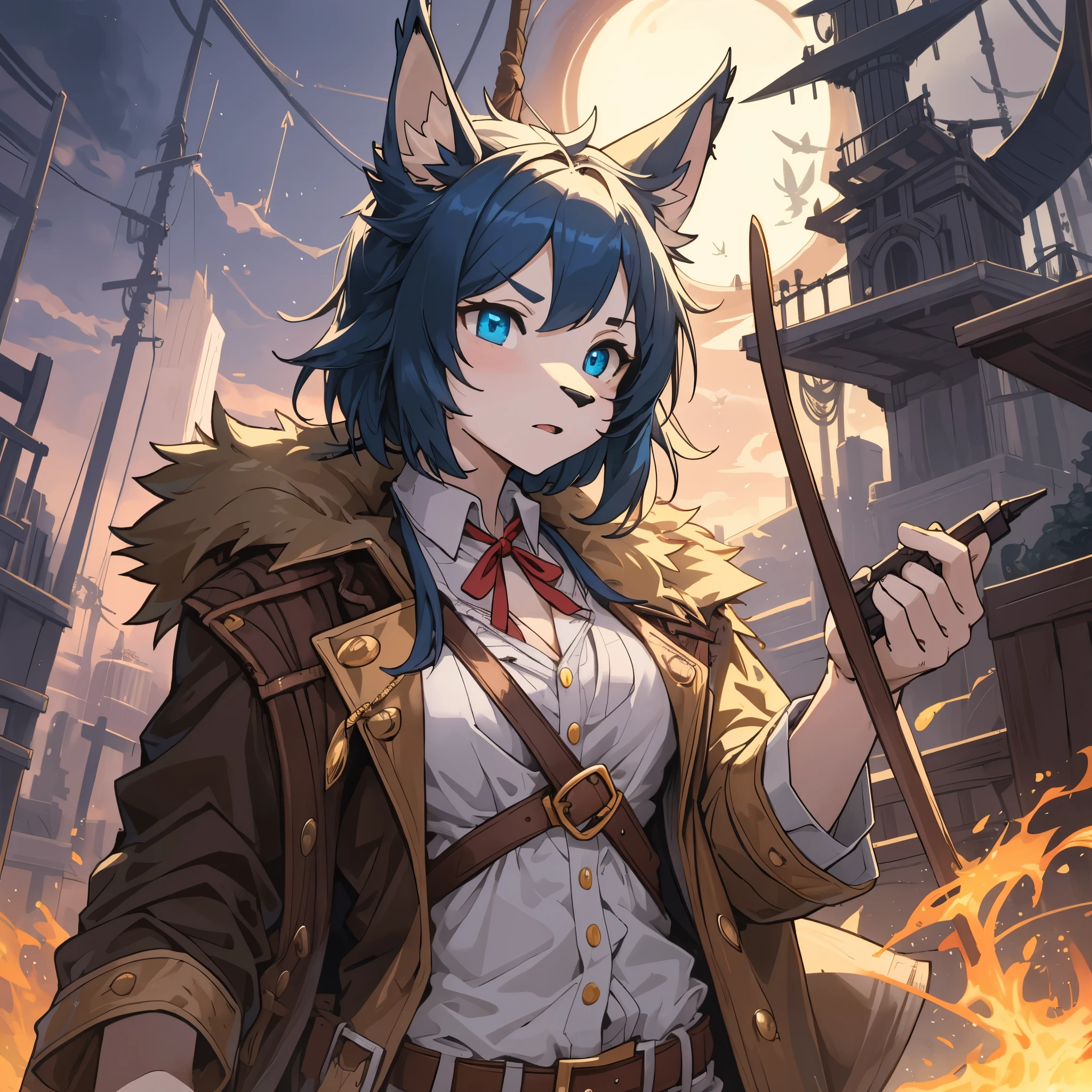 cover page, highres, top quality, best quality, paid reward available, unparalleled masterpiece, perfect artwork, absurdres, High-quality illustrations, super high resolution, detailed background, Hospitals with power outages, Spooky creatures, Pirate Ship, a pirate, 6+boys, 6+girls, absurdres(highly detailed beautiful face and eyes)perfect anatomy, expression, good lighting, cinematic shadow(kemono, furry anthro),