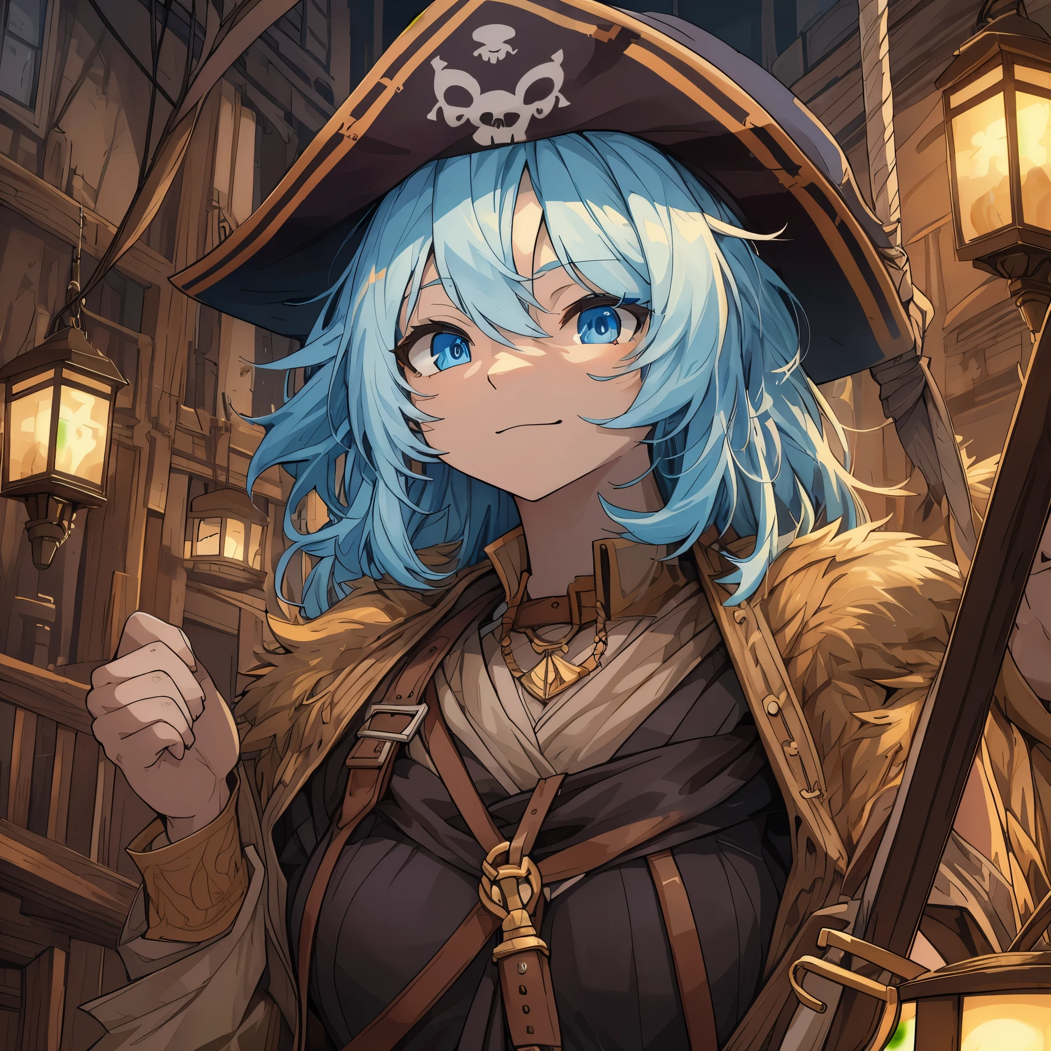 top quality, best quality, High-quality illustrations, masterpiece, super high resolution, detailed background, Hospitals with power outages, Spooky creatures, Pirate Ship, a pirate, 6+boys, 6+girls, absurdres(highly detailed beautiful face and eyes)perfect anatomy, expression, good lighting, cinematic shadow(kemono, furry anthro),