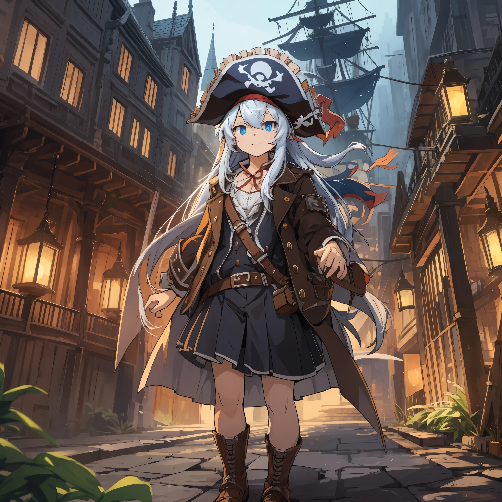 cover page, highres, top quality, best quality, paid reward available, unparalleled masterpiece, perfect artwork, absurdres, High-quality illustrations, super high resolution, detailed background, Hospitals with power outages, Spooky creatures, Pirate Ship, a pirate, 6+boys, 6+girls, absurdres(highly detailed beautiful face and eyes)perfect anatomy, expression, good lighting, cinematic shadow(kemono, furry anthro),