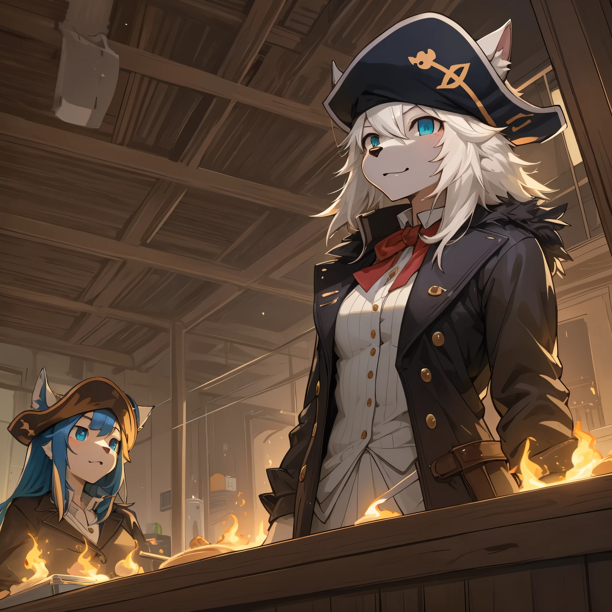 top quality, best quality, High-quality illustrations, masterpiece, super high resolution, detailed background, Pirate Ship, pirate, 6+boys, 6+girls, absurdres(highly detailed beautiful face and eyes)perfect anatomy, expression, good lighting, cinematic shadow(kemono, furry anthro),