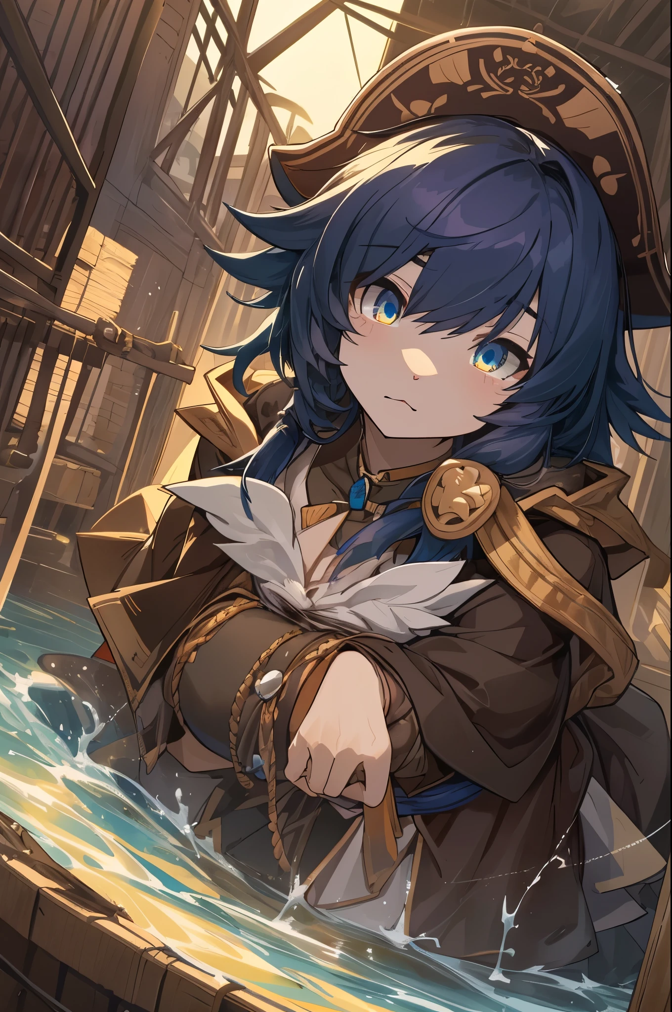 top quality, best quality, High-quality illustrations, masterpiece, super high resolution, detailed background, Hospitals with power outages, Spooky creatures, Pirate Ship, a pirate, 6+boys, 6+girls, absurdres(highly detailed beautiful face and eyes)perfect anatomy, expression, good lighting, cinematic shadow(kemono, furry anthro),