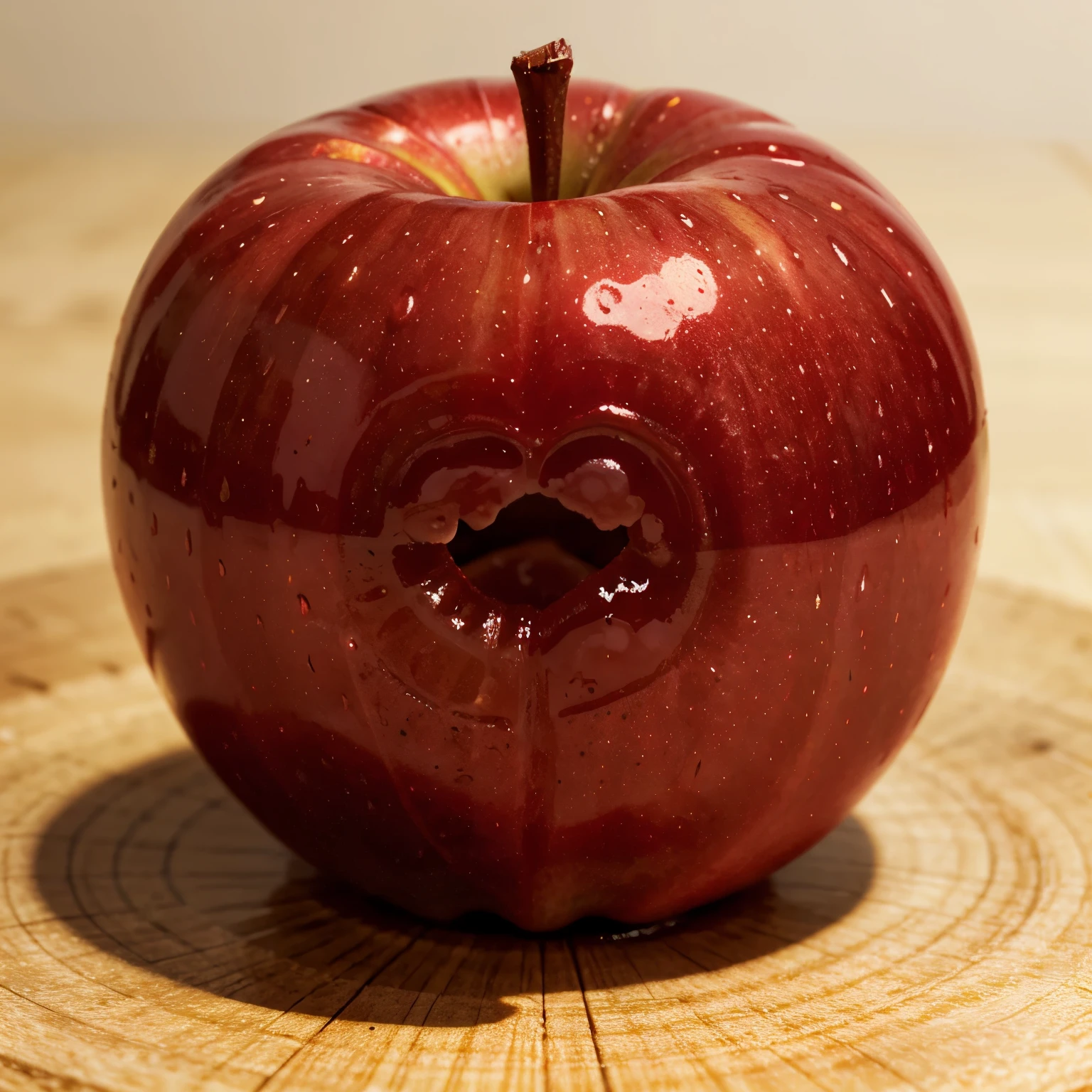 An illustration of a juicy red apple with a bite taken out of it. Instead of the yellowish fruit inside, there is a jelly-like rainbow oozing out the bite mark.