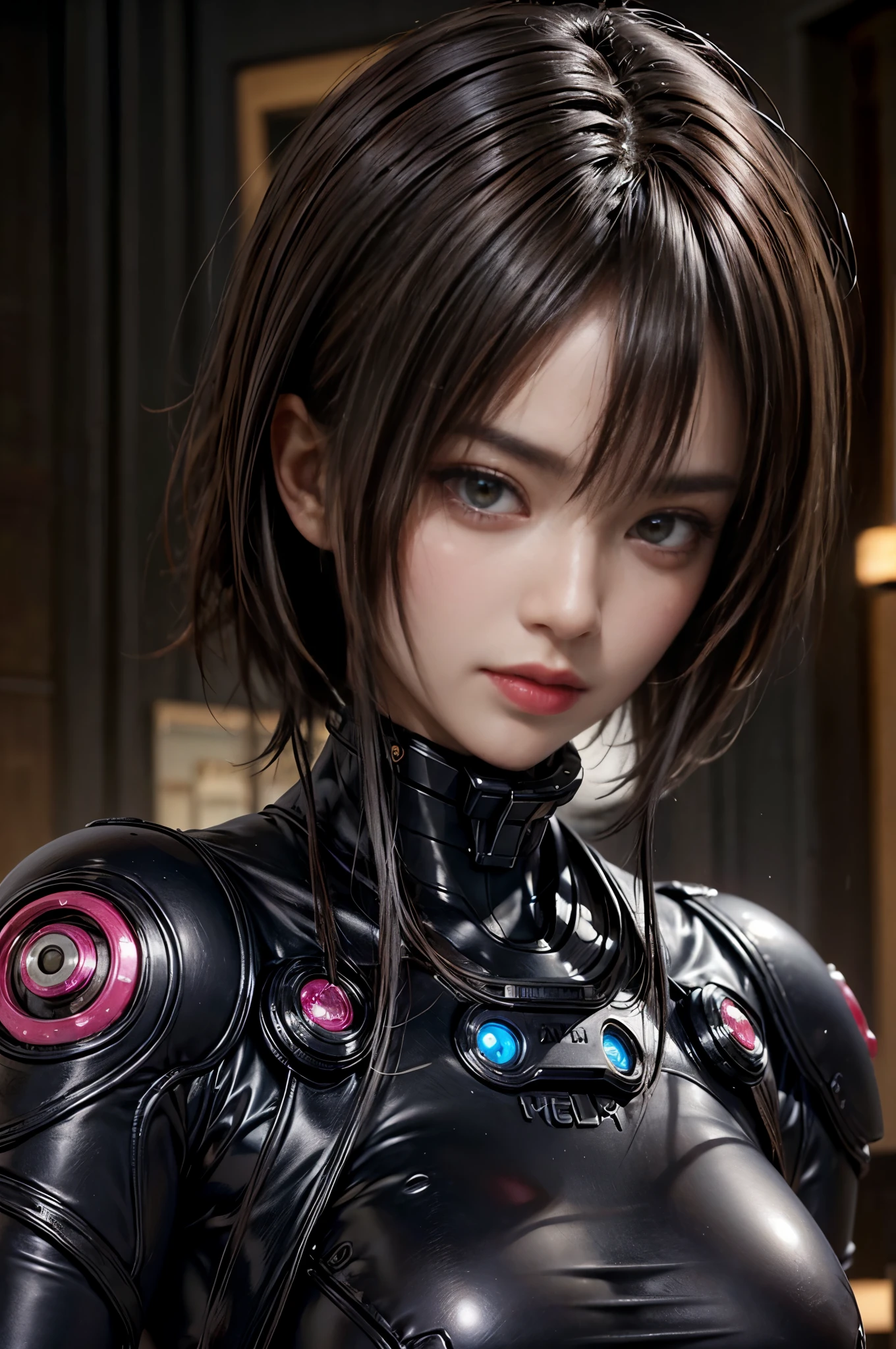 (front focus、perfect anatomy:1.5)、(Super detailed、16K quality、immature、real skin: 1.6)、hyper realist、realistic.cinematic lighting、highly detailed face、smile、1 beautiful thai girl、 （18 year old beautiful Japanese girl）（short hair、eyeliner、lip:1.5）（（Pink-silver hair color:1.8））（good shape big breasts:1.4）BREAK.
（GANTZ costume、cyber suit:1.8)（GANTZ Sword:1.5）
  break（action pose）（The World of Gantz、night:1.4）