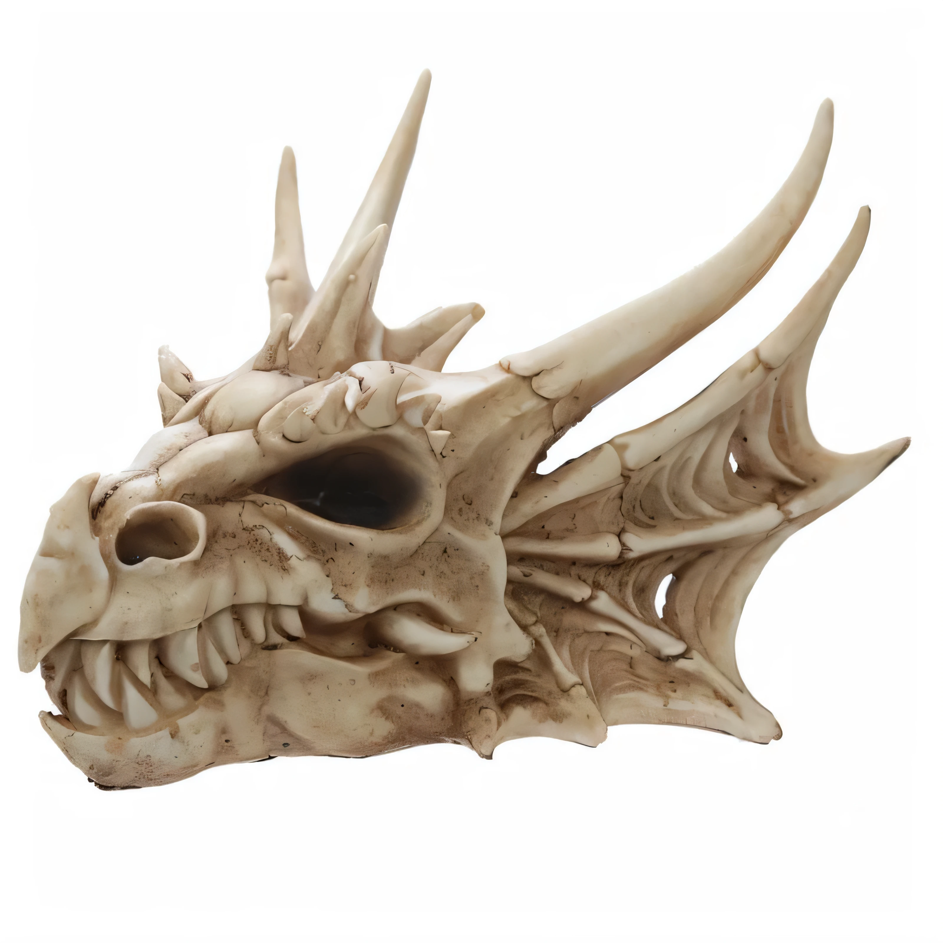 dragon head skull,on floor,pine forest, rock floor