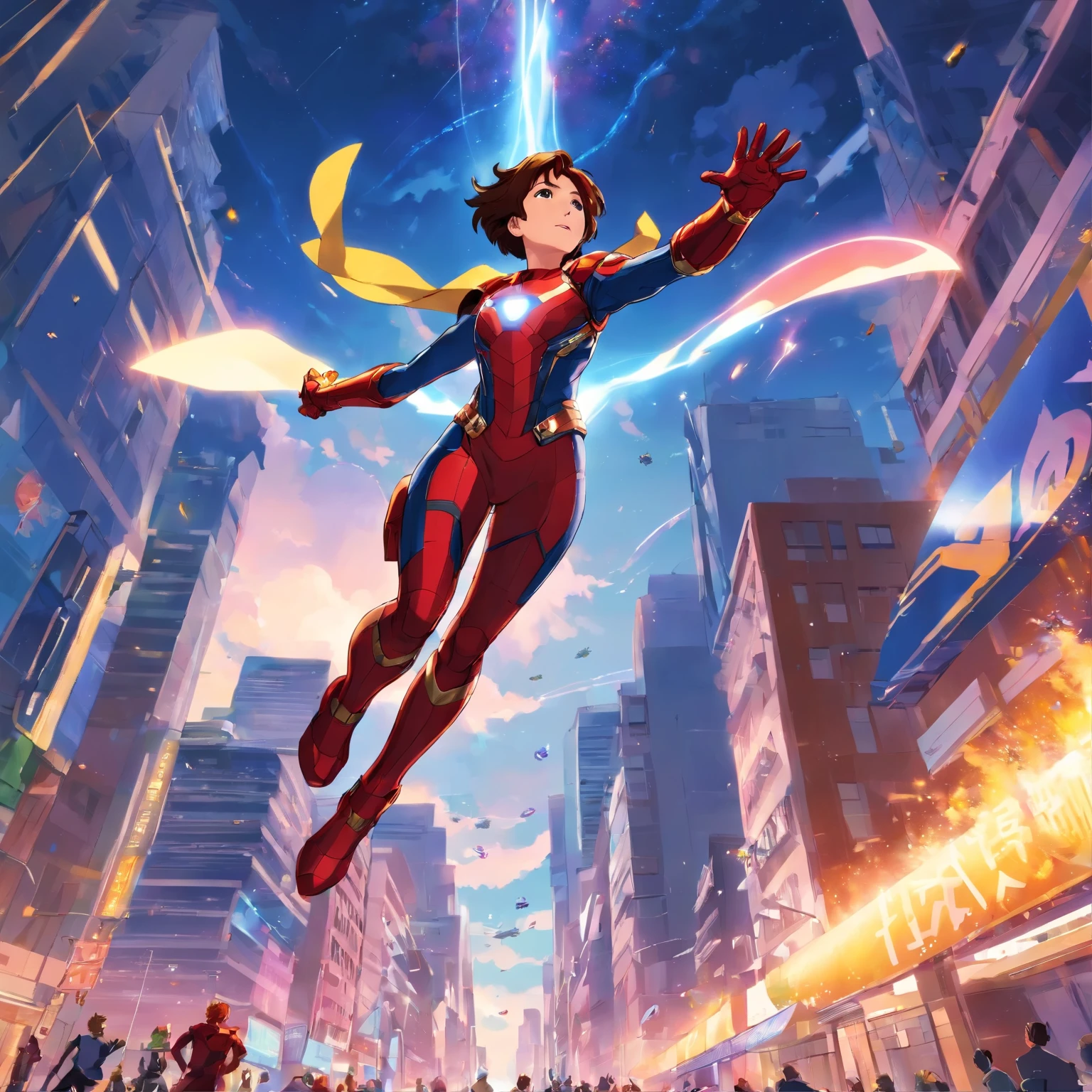 avengers anime style , all avengers , Scenarios with destruction , Thanos in the background , Traditional clothing , stare , Undistorted images , best quality , masterpiece