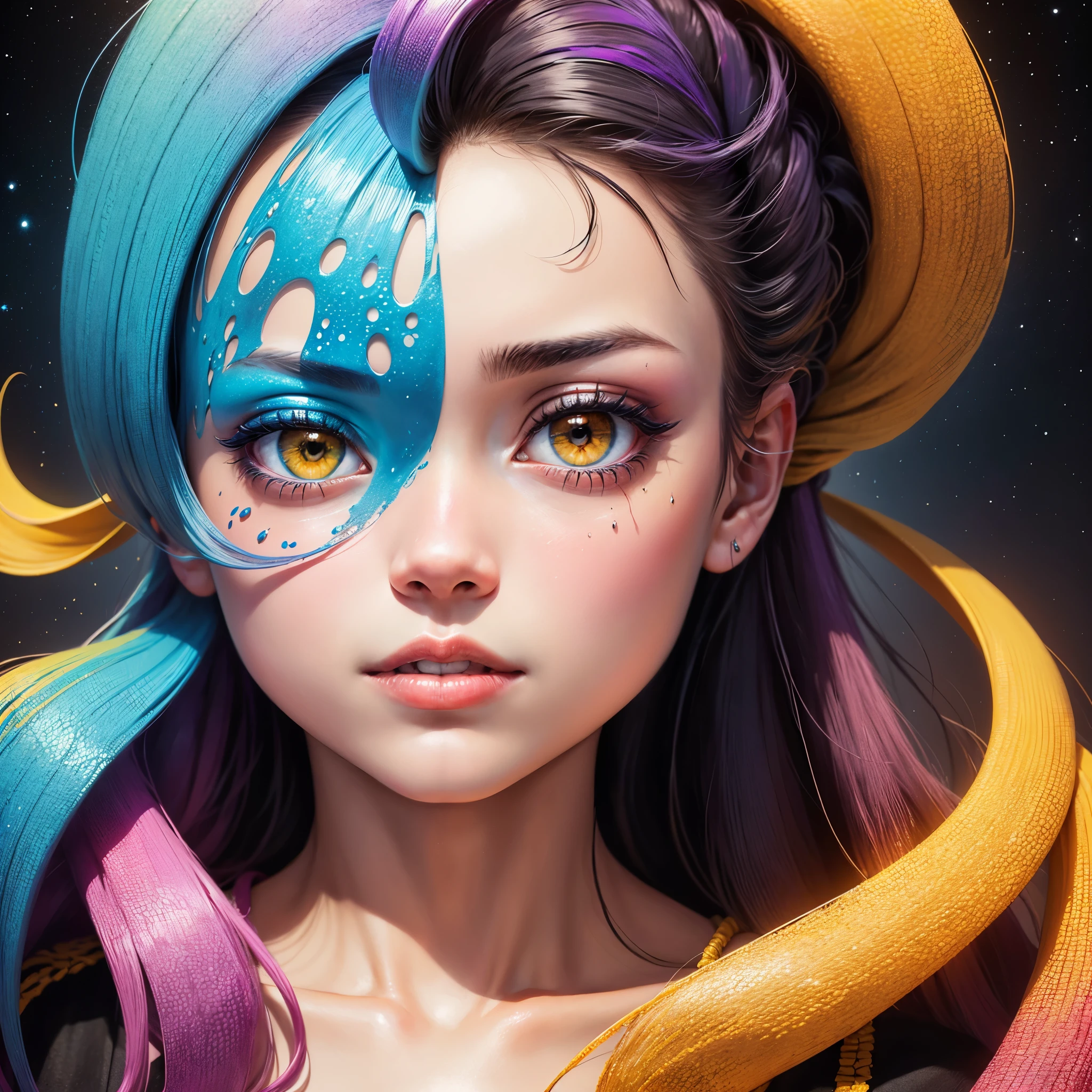 (skeleton head)Olhando para frente, It's very detailed,(arte fractal:1.2),simetria central, Extremamente colorido, The main thing is very (galaxy roses), Mais detalhado, (fundos abstratos:1.5), (muitas cores:1.4), (fotorrealista:1.2), (profundidade de campos), ((melhor qualidade,4k,8K,A high resolution, obra de arte:1.2)),