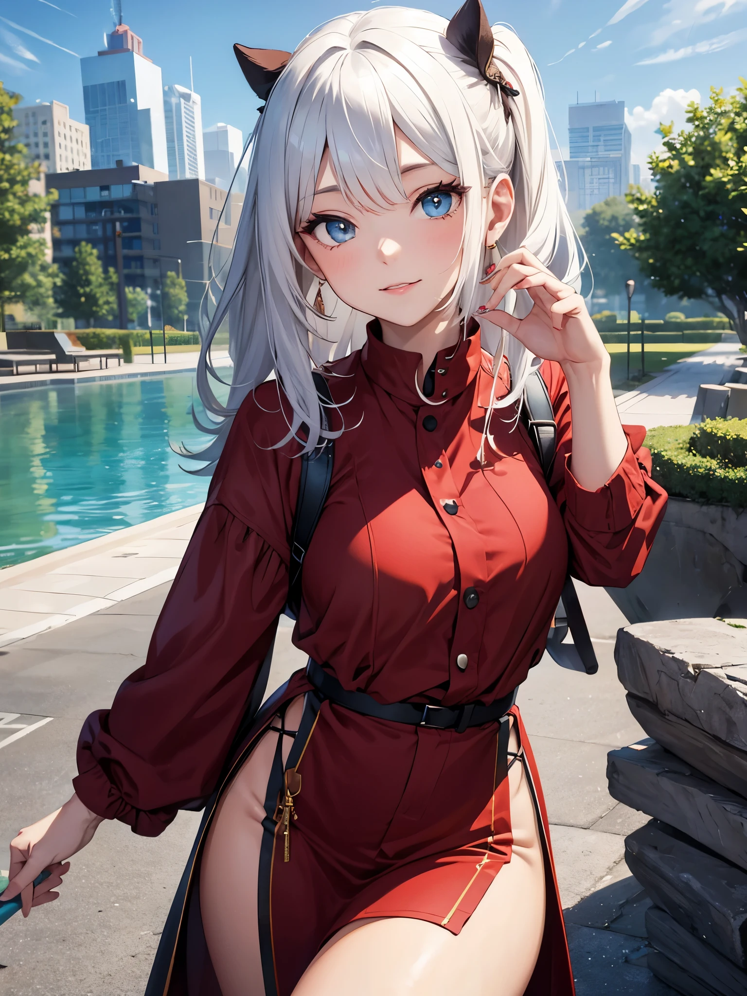 A mature girl, white hair