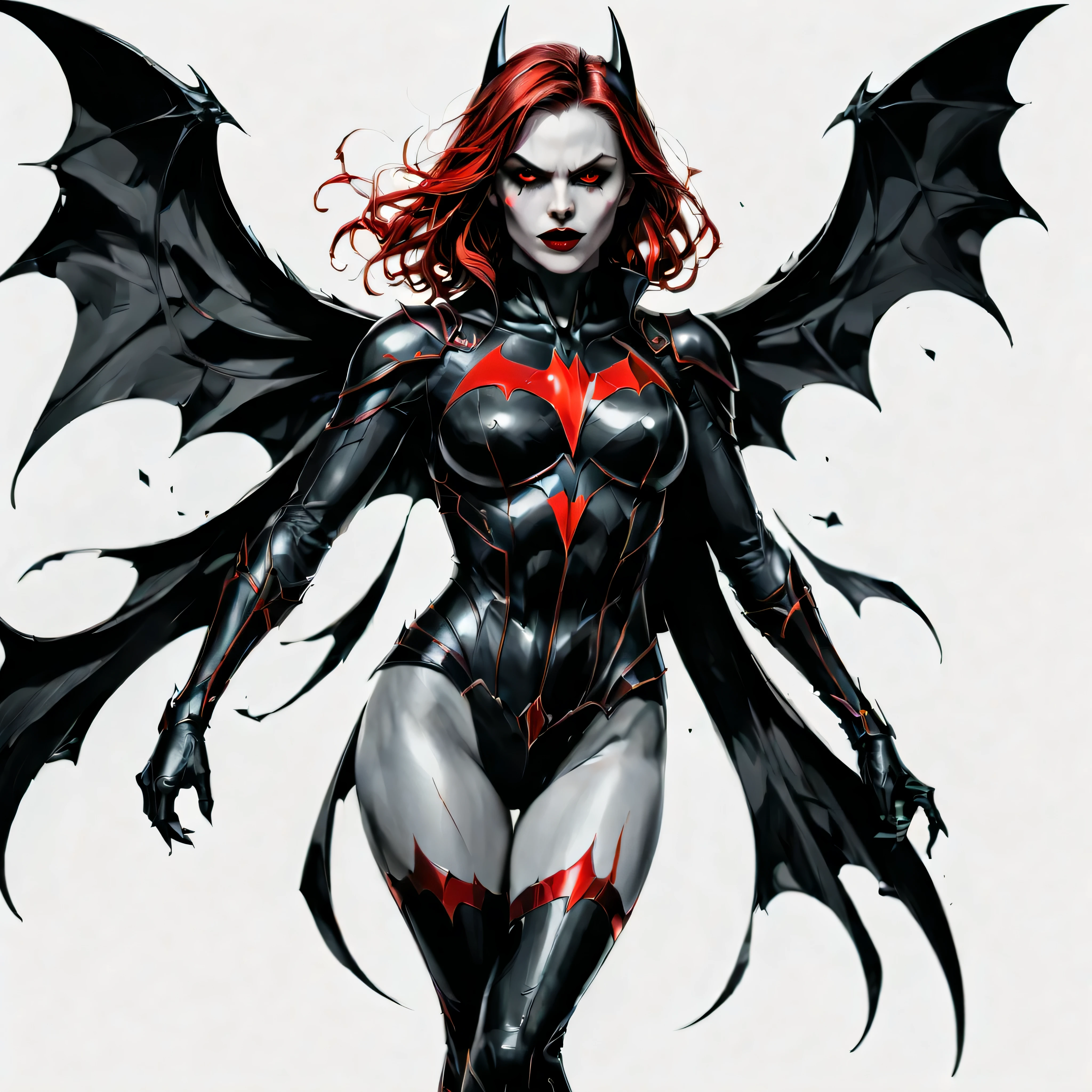 ((Full body):1.2),((Selective color):1.1), Drawing of a Female Vampire in Batgirl Costume with Red Eye, smooth lines, fine art piece, Express expressions and postures through ink contrast, emphasize light, shadow and space. figurative art, (best quality, 4K, 8k, high resolution,masterpiece:1.2) ,(actual, photoactual, photo-actual:1.37). 