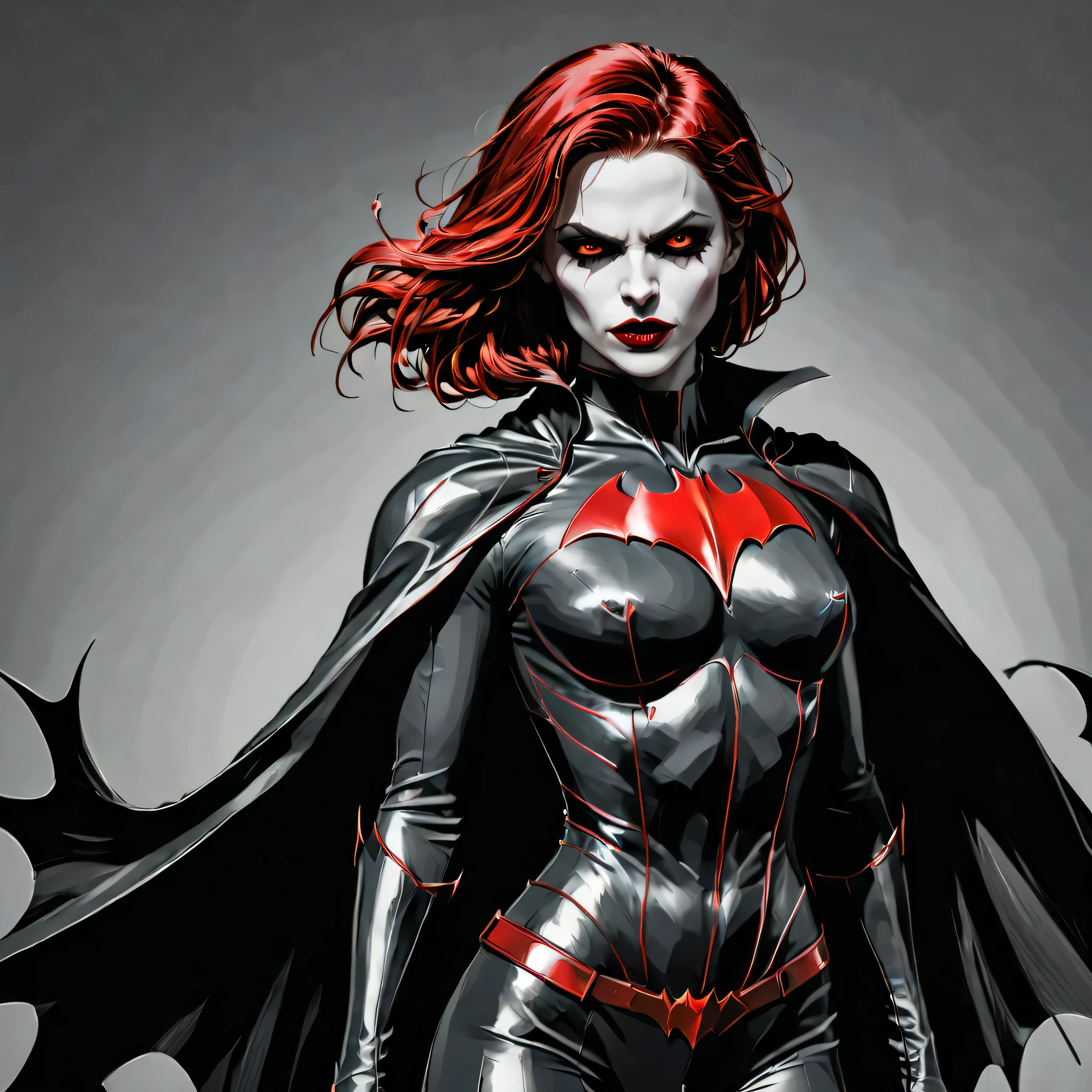 ((Full body):1.2),((Selective color):1.1), Drawing of a Female Vampire in Batgirl Costume with Red Eye, smooth lines, fine art piece, Express expressions and postures through ink contrast, emphasize light, shadow and space. figurative art, (best quality, 4K, 8k, high resolution,masterpiece:1.2) ,(actual, photoactual, photo-actual:1.37).