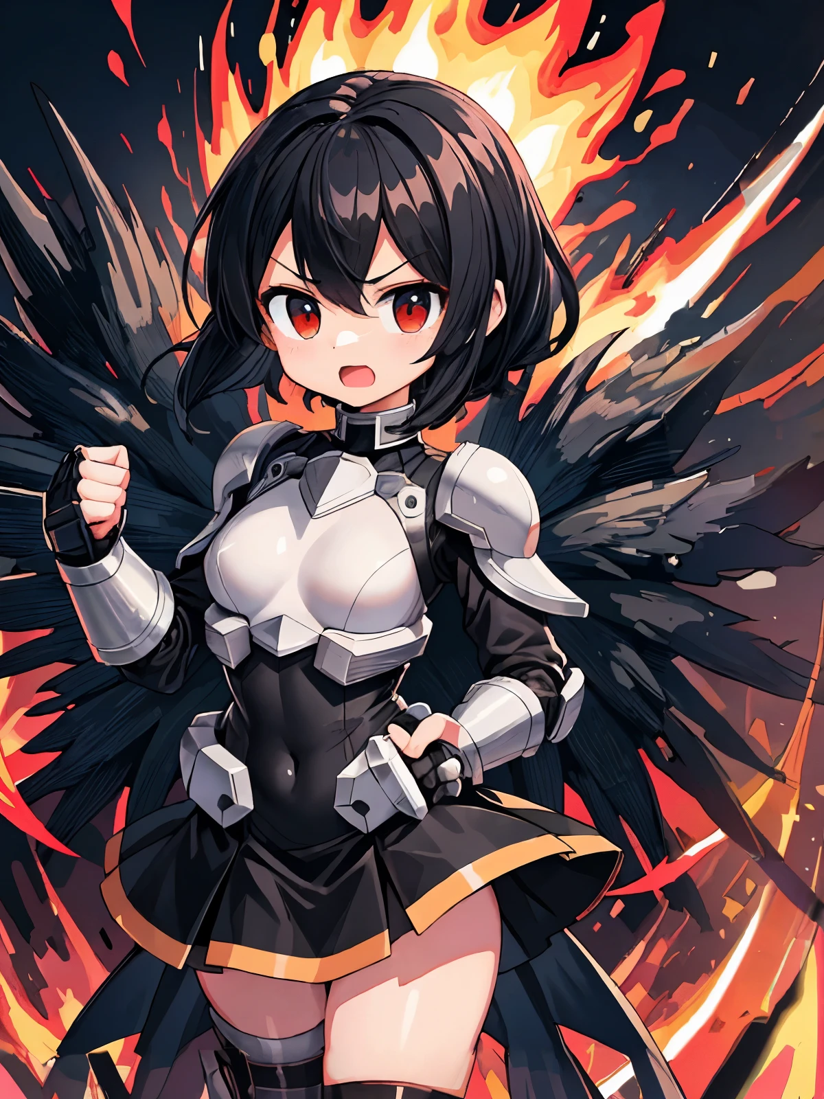 anime girl with black wings and a white top and black skirt, armor girl, mechanical valkyrie girl, Best Anime 4K Kona-chan Wallpaper, ryuko matoi, ayaka genshin impact, battle angel manga, battle angel, anime manga robot!! anime girl, angel knight girl, female action anime girl, anime female hero portrait