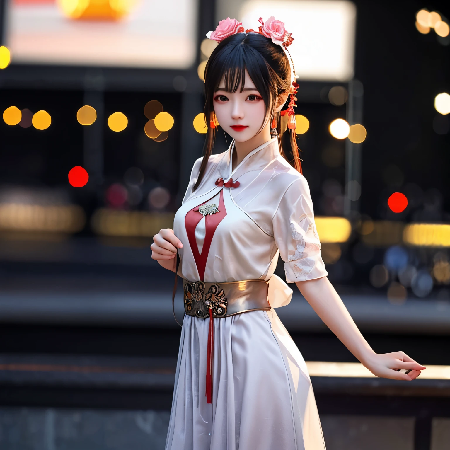 Photorealistic,masterpiece, best quality,ultra-detailed ,chinese girl,17yo,cute,((she lift her skirt and shows her panties)),She takes great pleasure in showing off her panties to viewer,skirt lift,cheongsam,bun hair,small breast,very happy,very slutty,outdoor,China,Shanghai,
