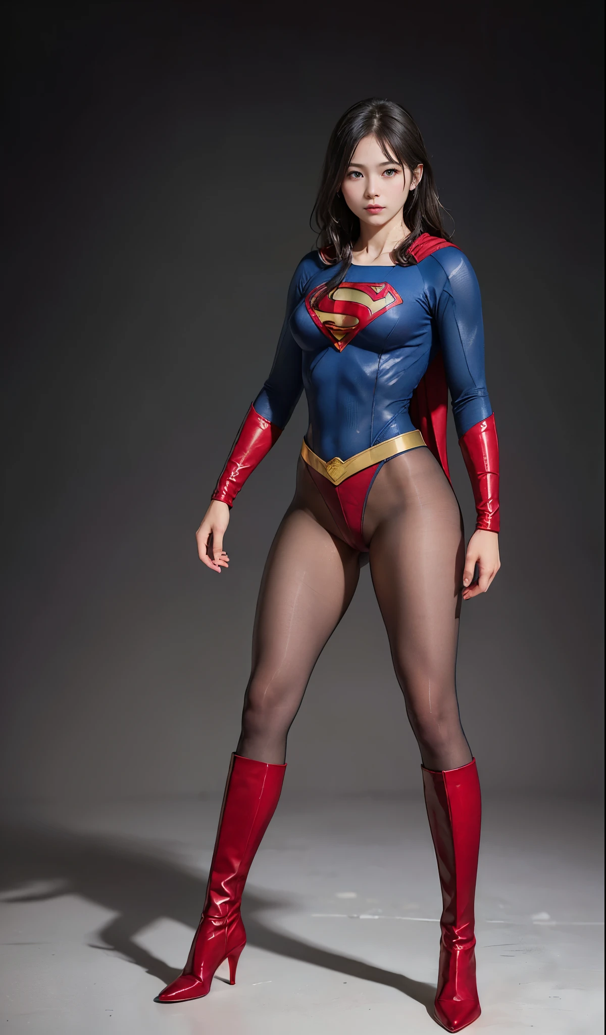 no background、(((Wear black tights on your beautiful legs.)))、(((Legally Express Your Suffering Beauty)))、((((Make the most of your original images)))、(((supergirl costume)))、(((beautiful hair)))、(((suffering)))、(((Black tights must be worn on the legs)))、(((must wear red boots)))、((best image quality、8K))、((highest quality、8K、masterpiece:1.3))、(((keep background )))、sharp focus:1.2、beautiful woman with perfect figure:1.4、thin abs:1.2、wet body:1.5、Highly detailed face and skin texture、8K