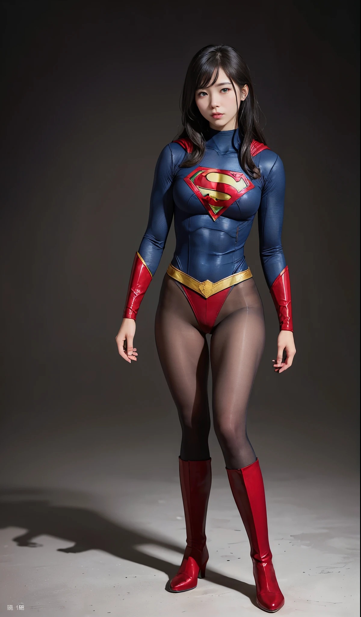 no background、(((Wear black tights on your beautiful legs.)))、(((Legally Express Your Suffering Beauty)))、((((Make the most of your original images)))、(((supergirl costume)))、(((beautiful hair)))、(((suffering)))、(((Black tights must be worn on the legs)))、(((must wear red boots)))、((best image quality、8K))、((highest quality、8K、masterpiece:1.3))、(((keep background )))、sharp focus:1.2、beautiful woman with perfect figure:1.4、thin abs:1.2、wet body:1.5、Highly detailed face and skin texture、8K