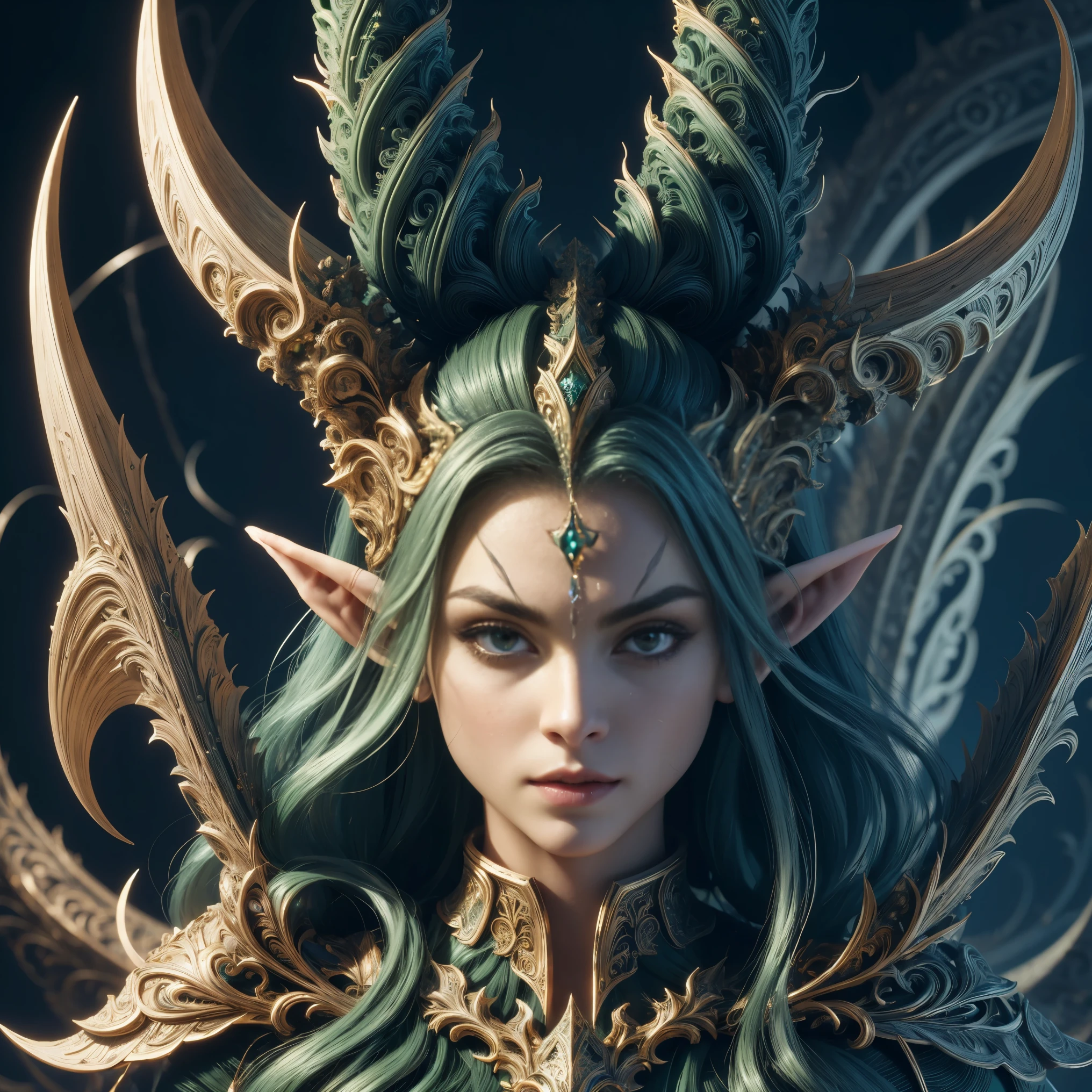 cute female forest elf, cara bonita, Belo corpo, Cabelo preto, vestindo armadura, capa verde, em uma floresta, 8k, extremamente detalhado, ultra realista