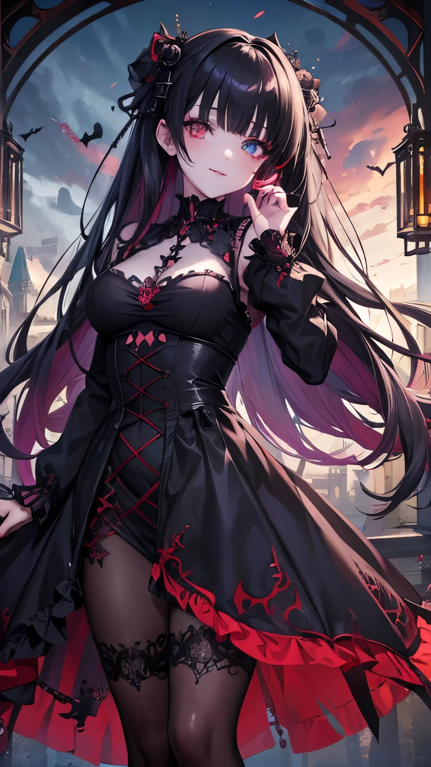 (Highest quality,Very detailed,High resolution:1.2),One Girl,Gray Hair,The most beautiful girl in human history,He has a big kiln like the Grim Reaper.,暗い red eyes (暗いred eyes:1.1),暗い aura(aura:1.1),(mysterious,Ghostly:1.1) atmosphere,Looks like half a demon,(Demonic traits,Devilish Features),(Elaborate,Brilliant) Earrings,Small Ass,Black Stockings,mini skirt,Red camisole,Long coat,Grim Reaper-like Appearance,Has huge bat-like wings,A big full moon shines in the dark night sky