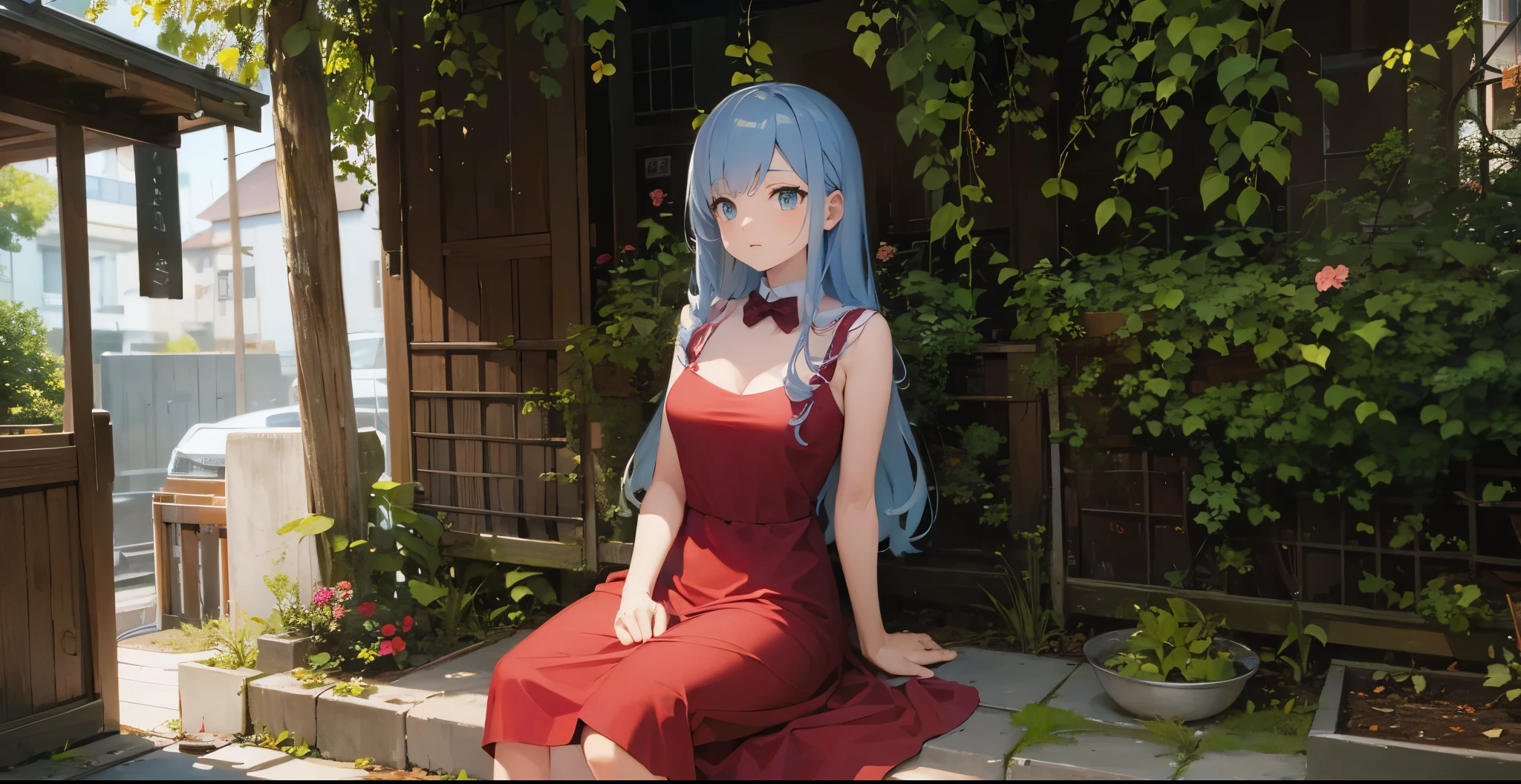 neko lady adult, sitting, dress
