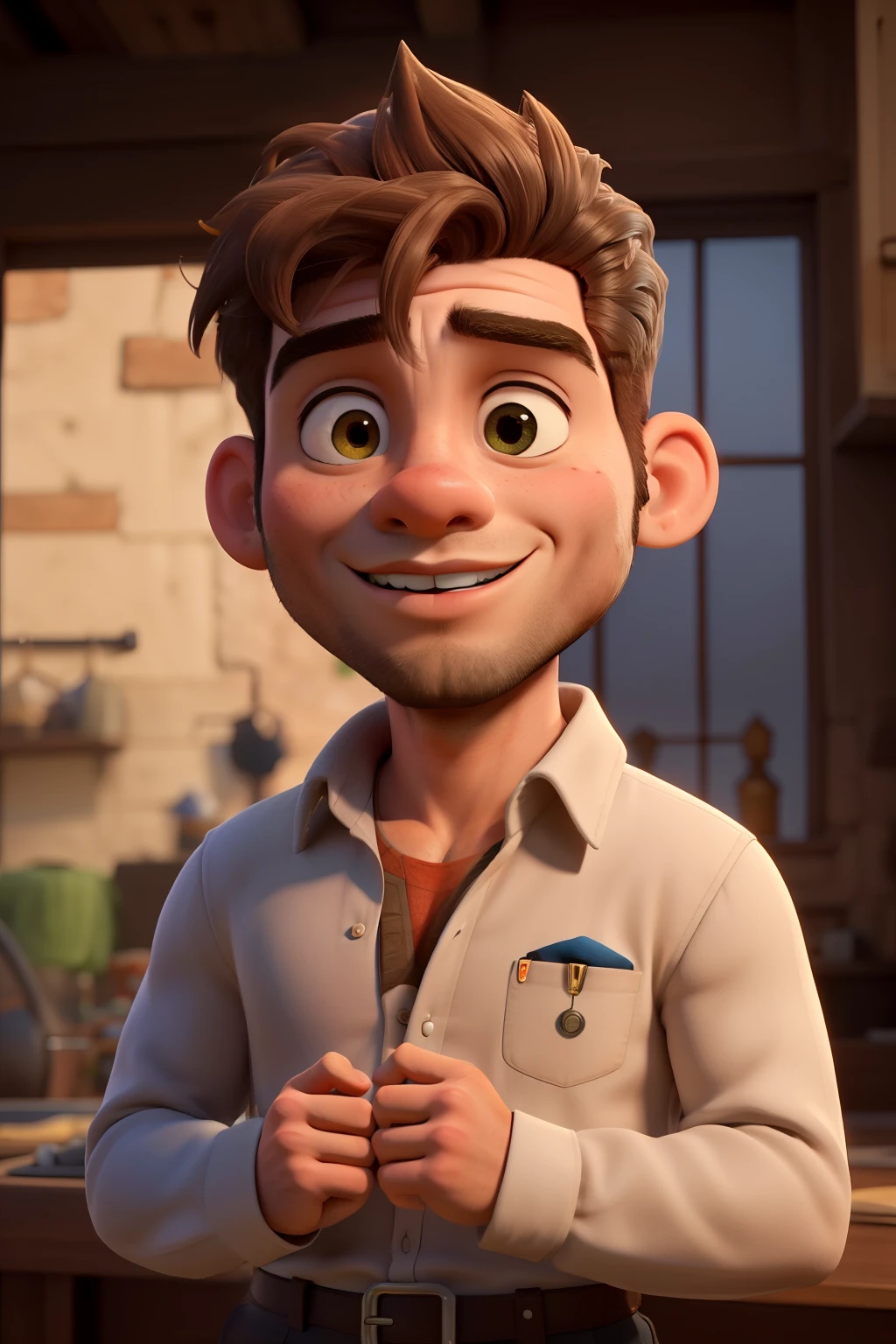 ((melhor qualidade)), ((obra de arte)), (detalhado), rosto perfeito, homem, barba curta , moreno, cabelos pretos , uniforme de mecanico, com carros ao lado