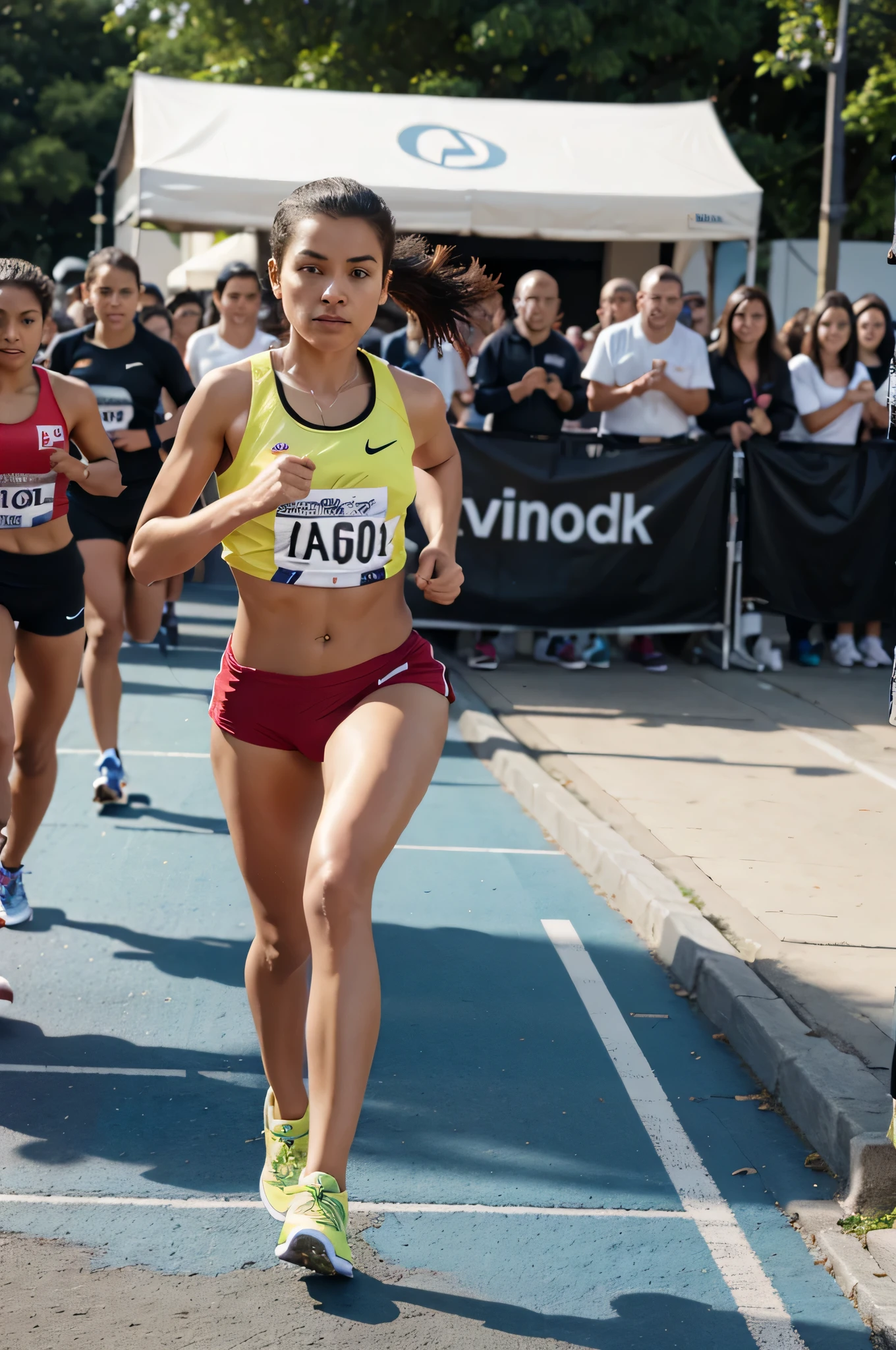 young female runner at the starting block
