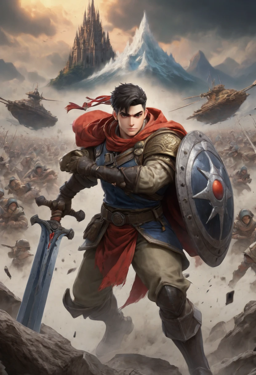 Hero of Another World, Weapon, fighting, battlefield, Motion Blur, best composition, (best quality, masterpiece, Representative work, official art, Professional, Ultra intricate detailed, 8k)