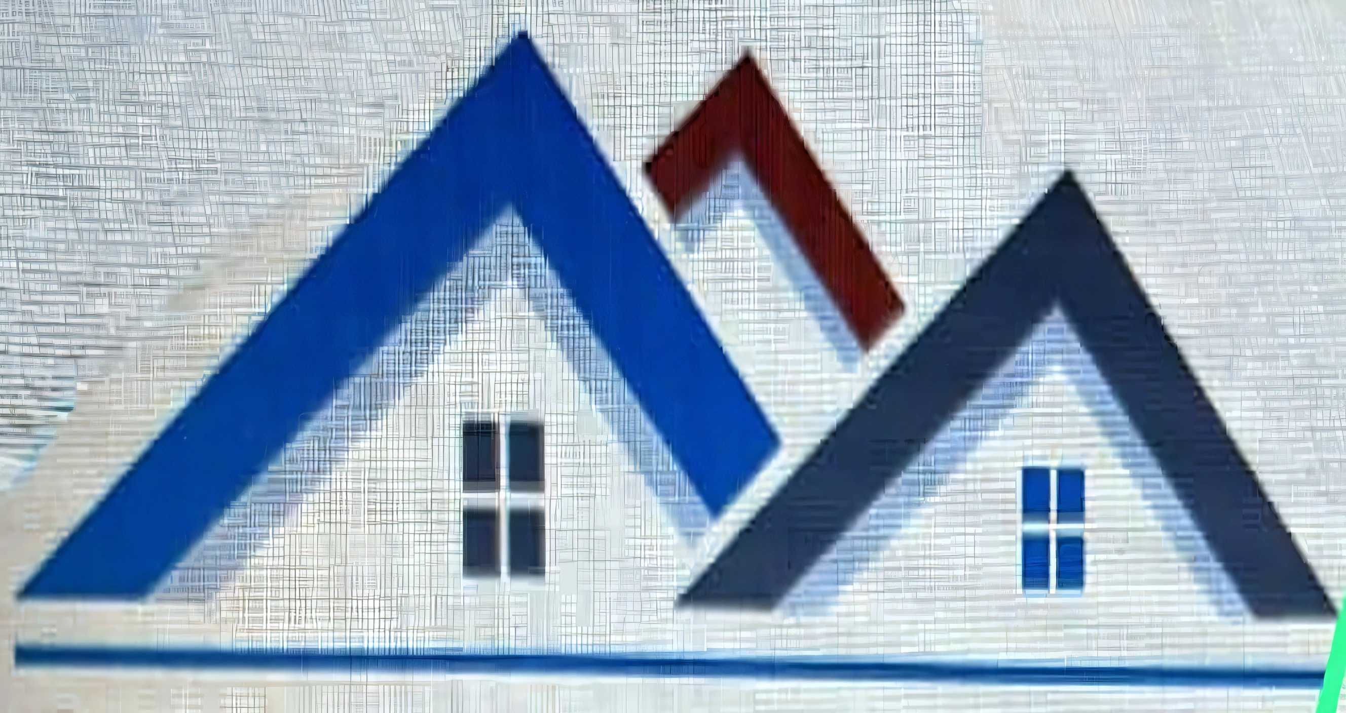 there is a picture of a picture of a house on a computer screen, business logo, simple gable roofs, sharp roofs, star roof, roofs, uploaded, logo, logo, zoomed in, 3/4 profile, profile photo, with blunt brown border, my rendition, sharp focus on houses, clean lines, galvalume metal roofing, profile pic