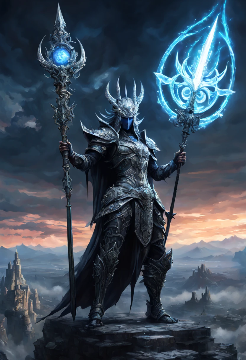 ![Hero of Another World/异世界的英雄/異世界の英雄]], a valiant figure standing atop an ancient ruin, overlooking a fantasy landscape, with a glowing magical sword, ethereal armor reflecting the otherworldly sky, surrounded by mystical creatures and arcane symbols, a blend of Eastern and Western fantasy elements, dynamic heroic pose, a digital painting by Yoshitaka Amano and H.R. Giger, 8K resolution, ultra-detailed character design, atmospheric lighting, vibrant color palette, with a sense of epic adventure and mystery, inspired by Final Fantasy and Berserk