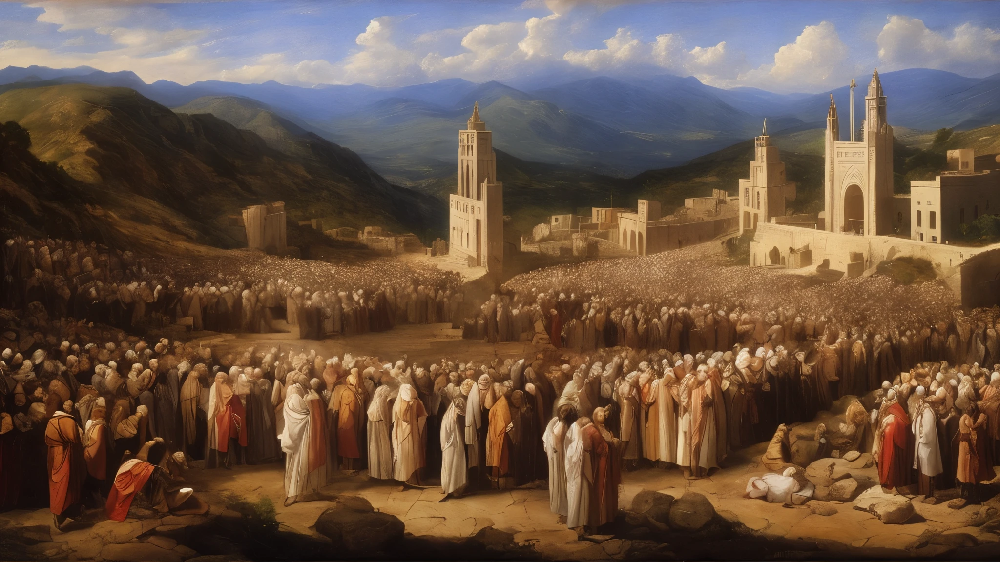450 prophets of Baal making sacrifice on Mount Carmel