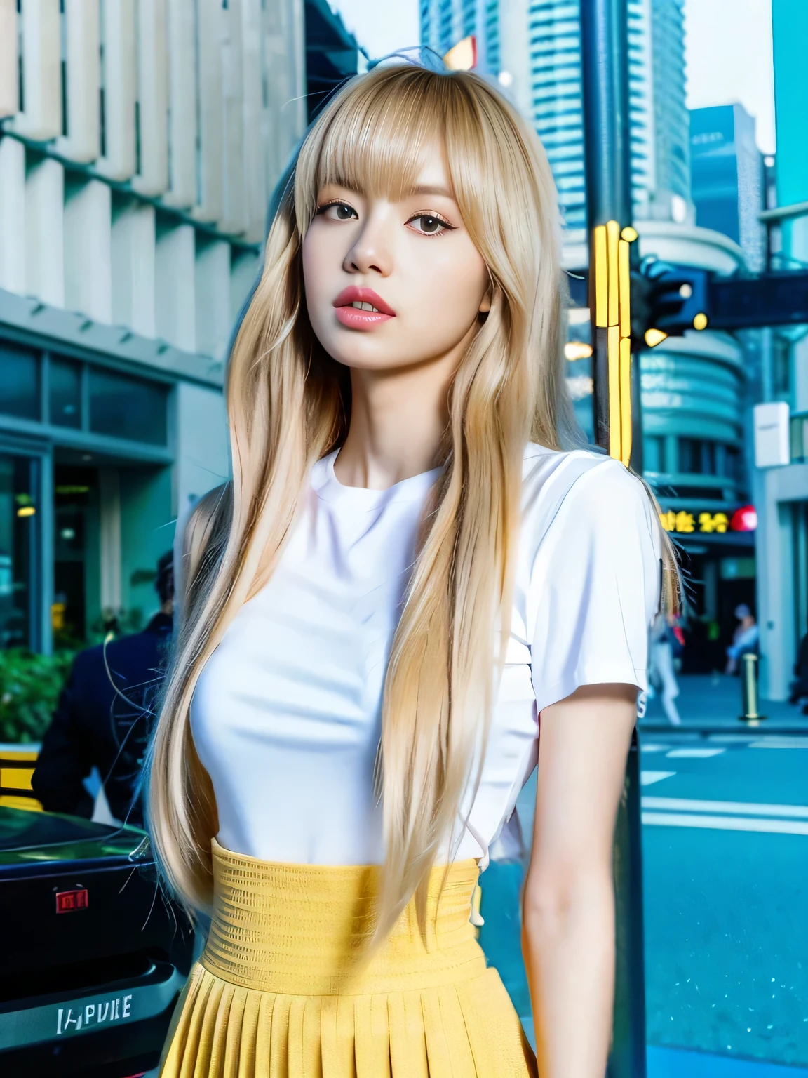 (best quality,4k,8k,highres,masterpiece:1.2),ultra-detailed,realistic,photorealistic:HDR,professional,vivid colors,bokeh,portraits,landscape,photography,Tokyo cityscapes,neon lights,shimmering reflections,cosmopolitan atmosphere,bustling streets,crowded Shibuya crossing,modern architecture,traditional tea houses,cherry blossoms in bloom,skyscrapers,harmonious blend of old and new,storytelling composition,contrast of lights and shadows,lively street vendors,Japanese culture and heritage,effervescent energy,sense of tranquility,serene gardens,unique fashion trends,innovative technology,blending of nature and urban life,fast-paced lifestyle,sensory overload,contemplative moments,street art,major landmarks,hidden alleyways,authentic cuisine,celebration of tradition and modernity,colorful street signs,clamor of arcade games,frenetic pace of Tokyo life,embrace of individuality and self-expression.